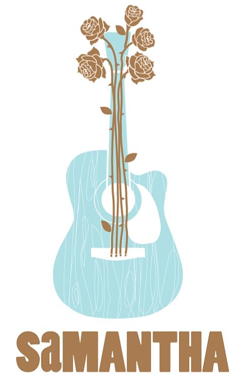 Samantha Blue Guitar 3in' Sticker
