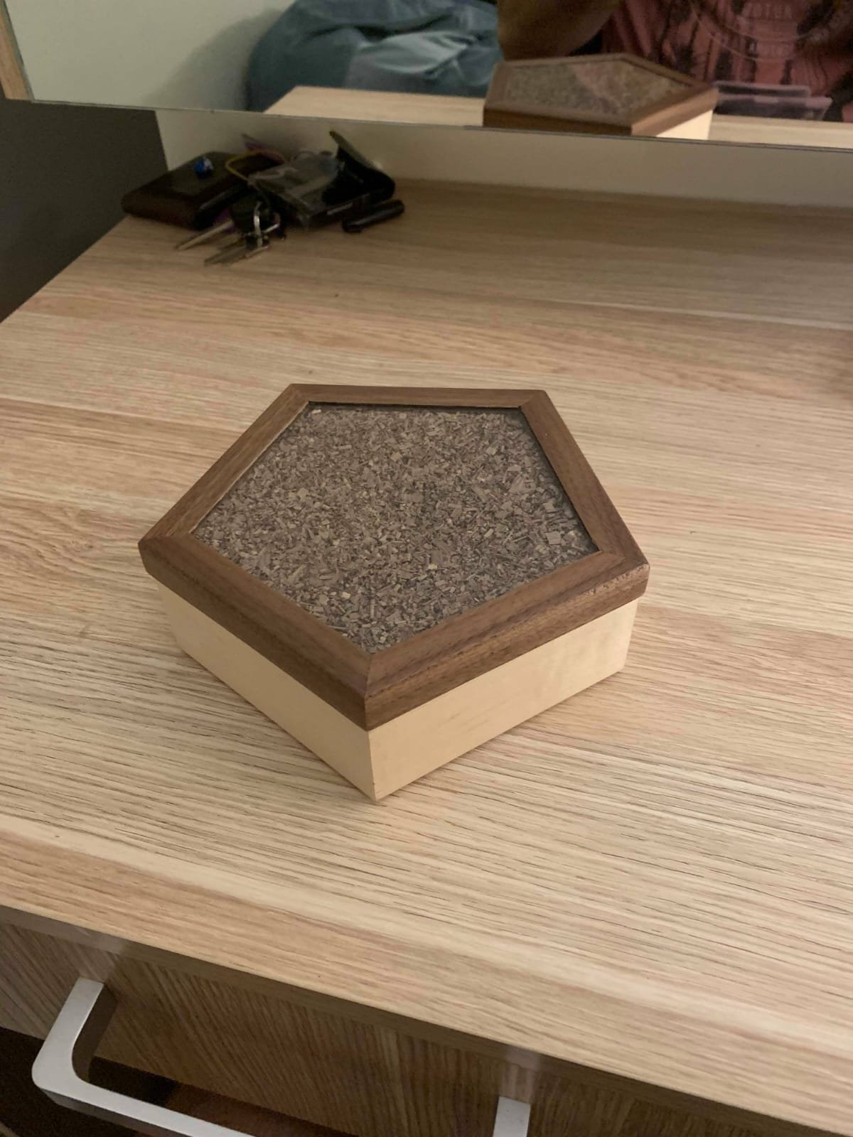 Custom Jewel Box - walnut and maple wood
