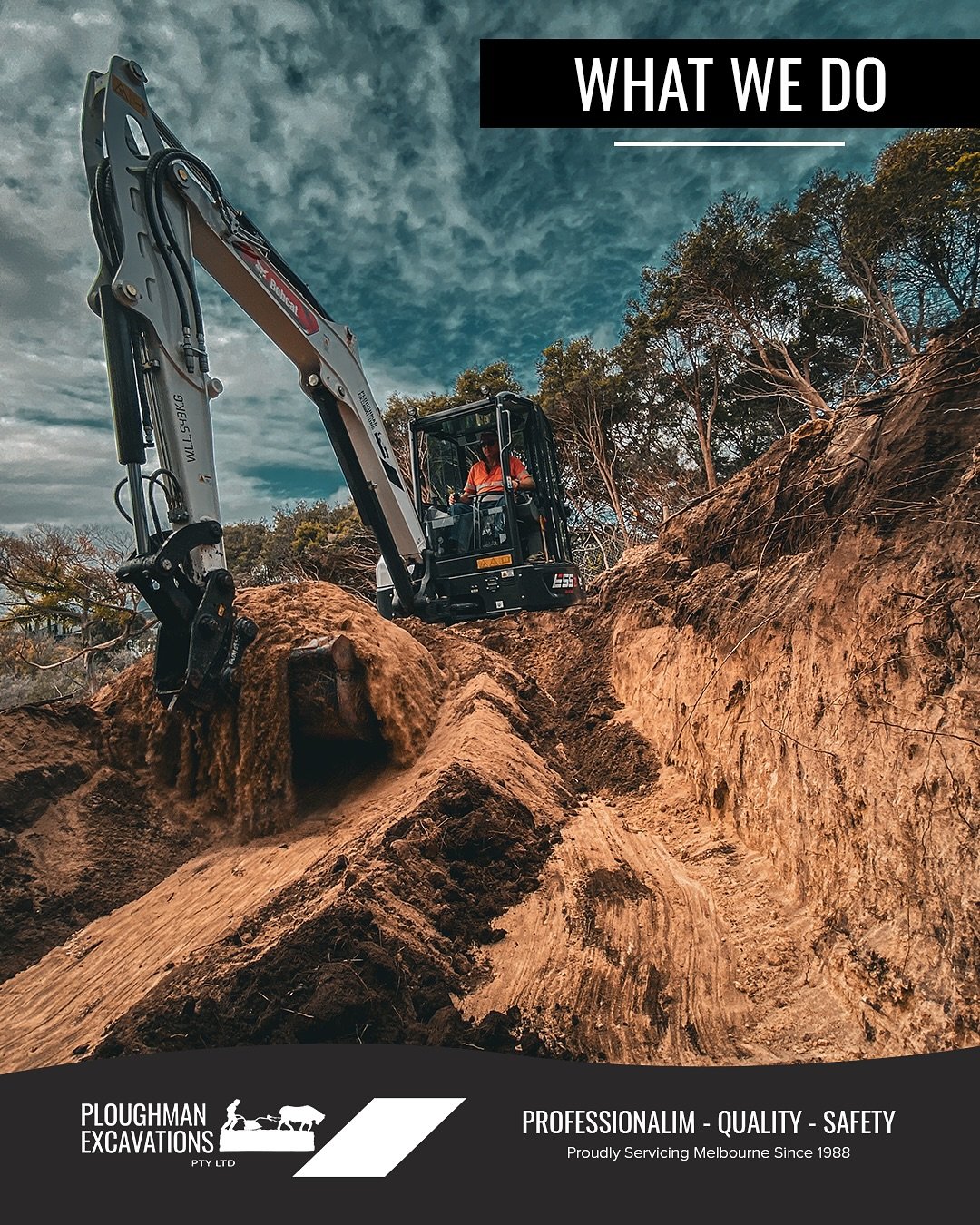 - WHAT WE DO - 

CIVIL &amp; EARTHMOVING
From a tight-access excavation in the suburbs to a bulk excavation in the country, from a rock placement project for a landscaper to a civil infrastructure project for a council, you can be certain that no mat