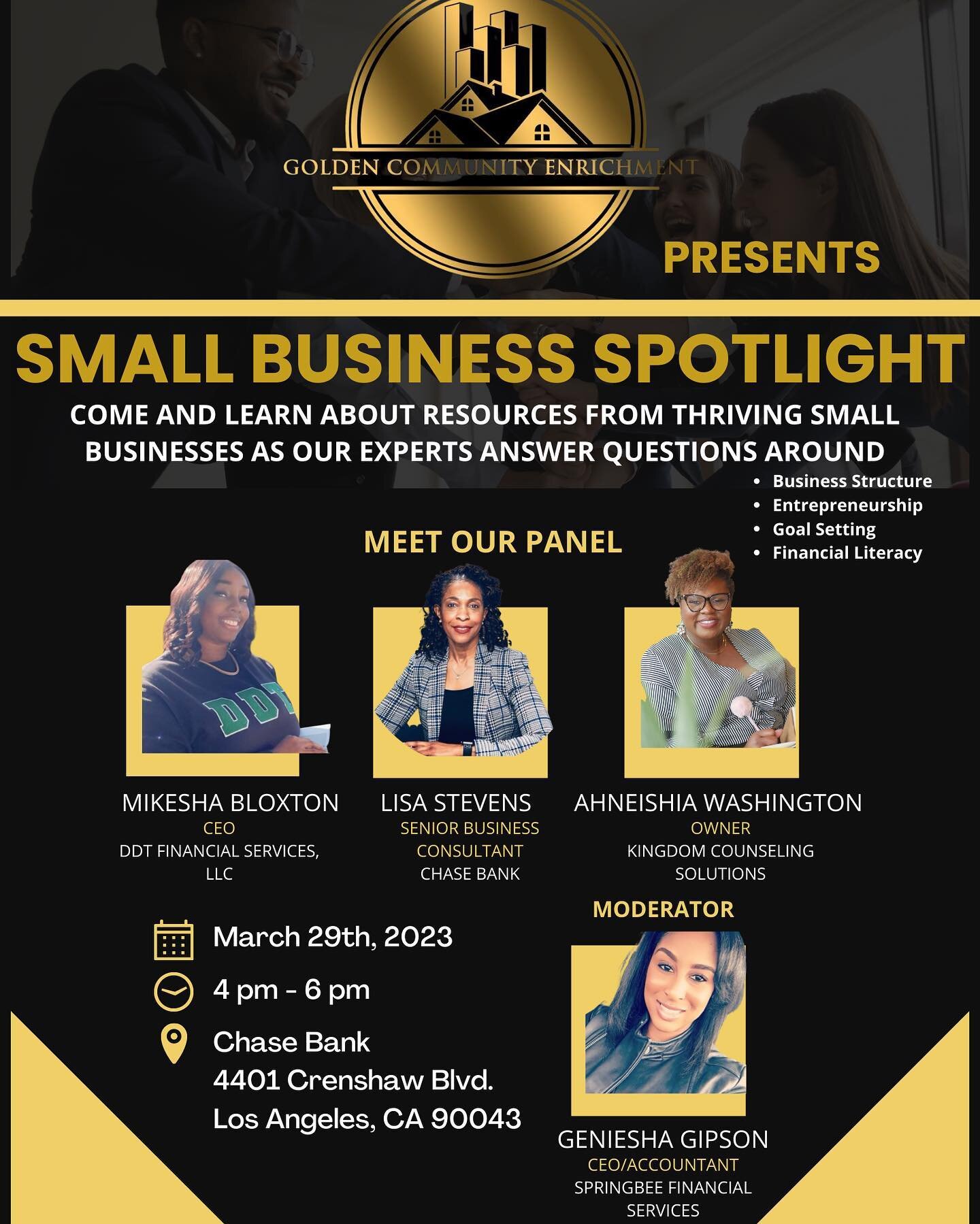 Hello family and neighbors! TODAY is the day so be sure to register as only a few spots are remaining. We are back at it again with an amazing panel who will share their best kept secrets which has led to their success in their roles as entrepreneurs