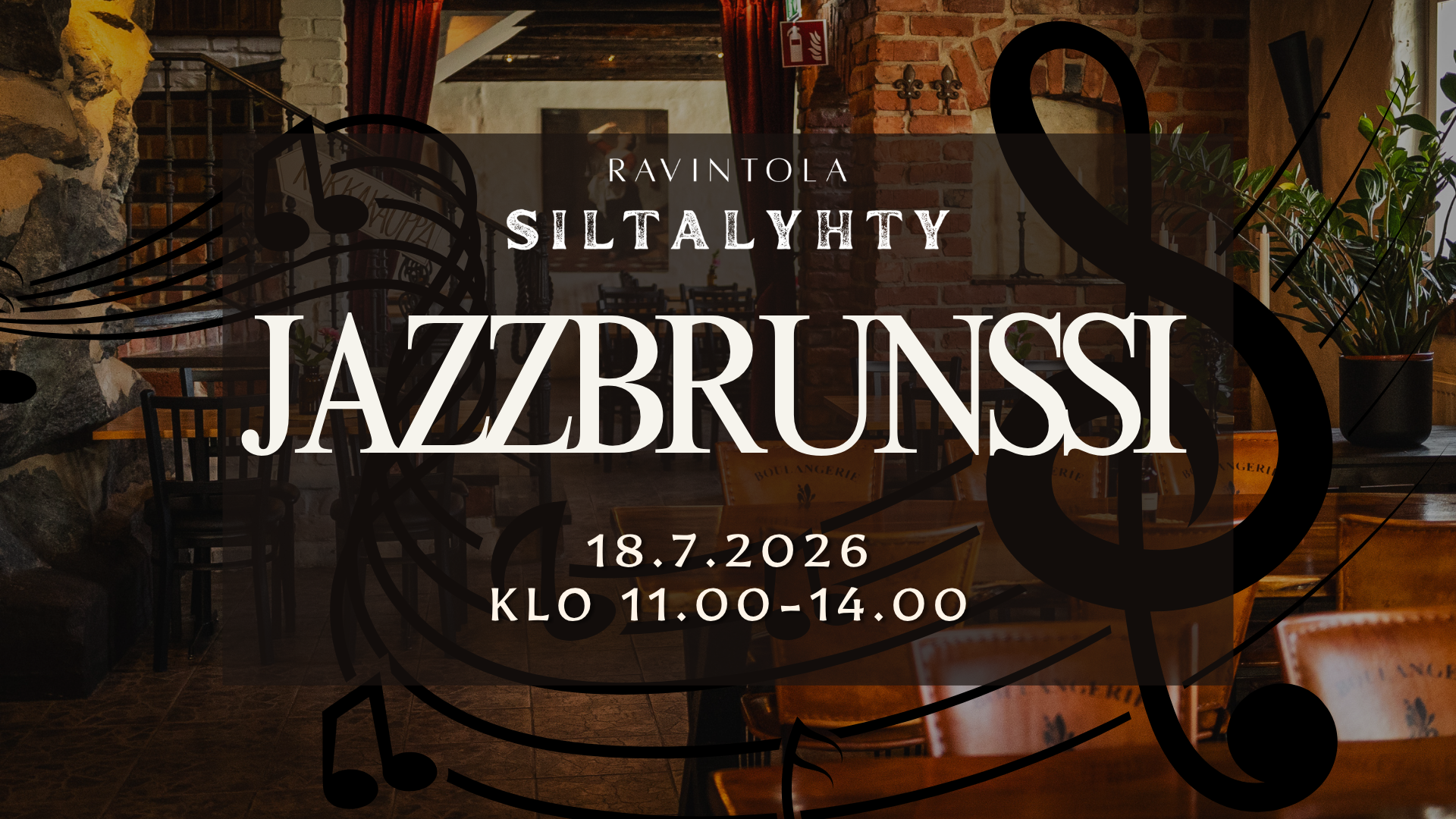 Jazz-brunssi Siltalyhdyssä 18.7. klo 11.00-14.00.