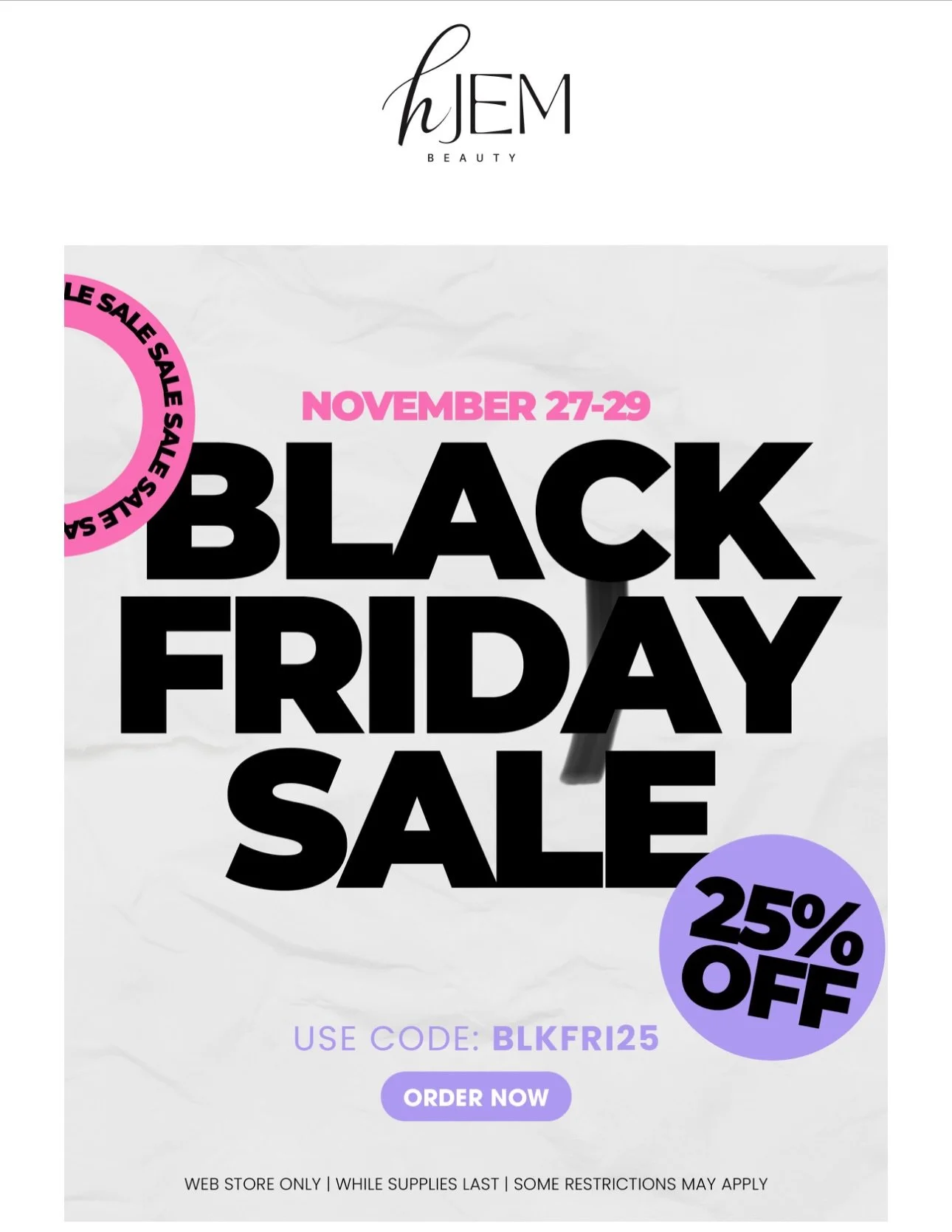 This Black Friday, thank you for choosing to shop small and support your local salon &amp; stylists.

Shop through our bio link and get your beauty must-haves delivered right to your doorstep.
Use BLKFRI25 for 25% OFF your entire web-store purchase.
