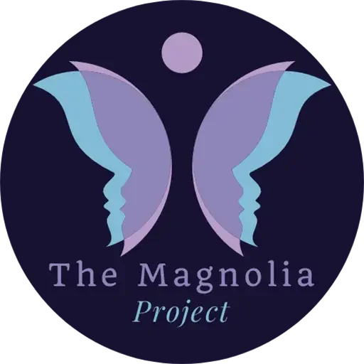 A logo for The Magnolia Project, a charity that helps women in the Tri Cities Tennessee area who have experienced domestic violence
