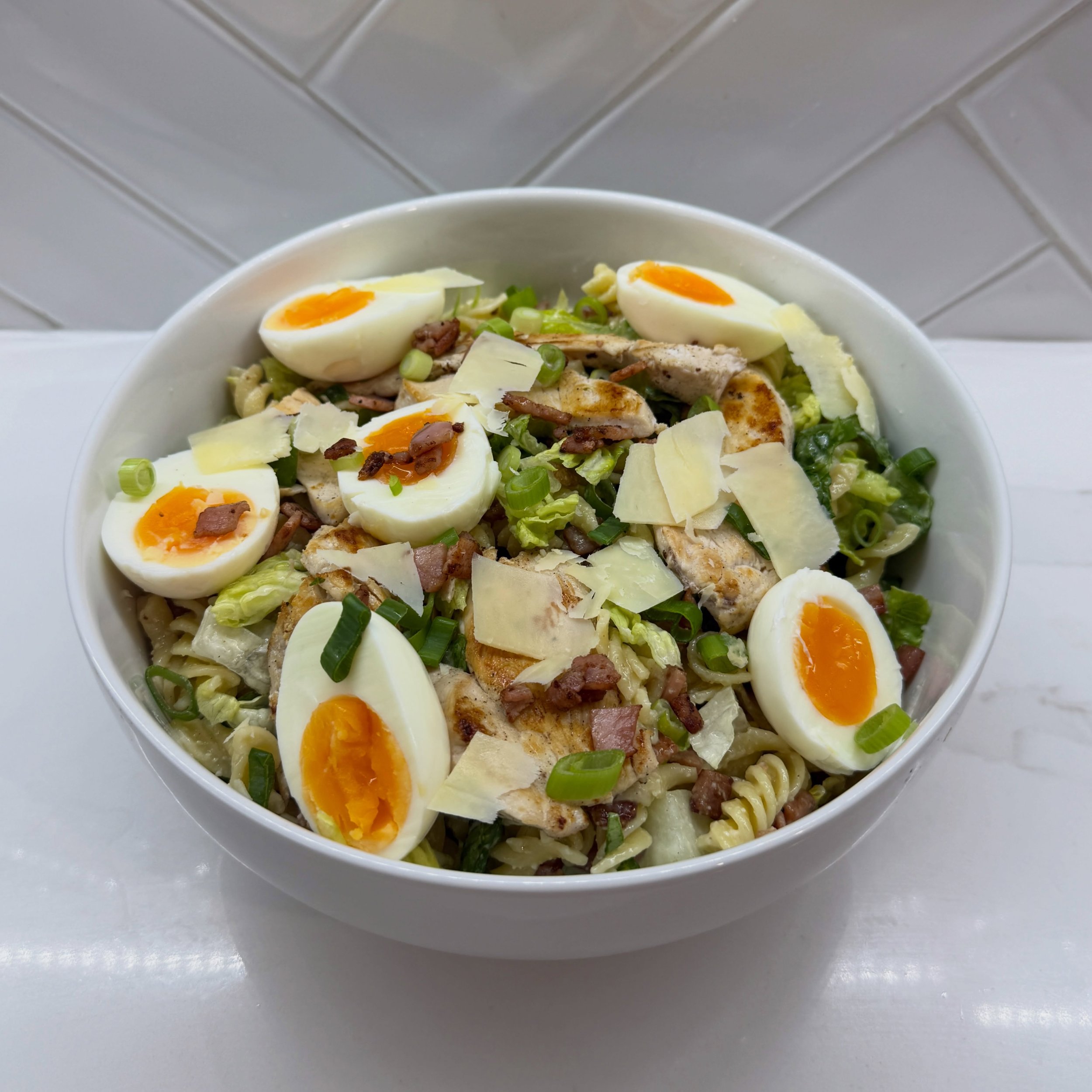 CHICKEN CAESAR PASTA SALAD 🥗

As the weather warms up, we&rsquo;re all about fresh, easy meals, but getting the teenagers excited about salad can sometimes be a challenge! 😂

This one is always a winner 🙌🏼 A delicious, creamy Chicken Caesar Pasta