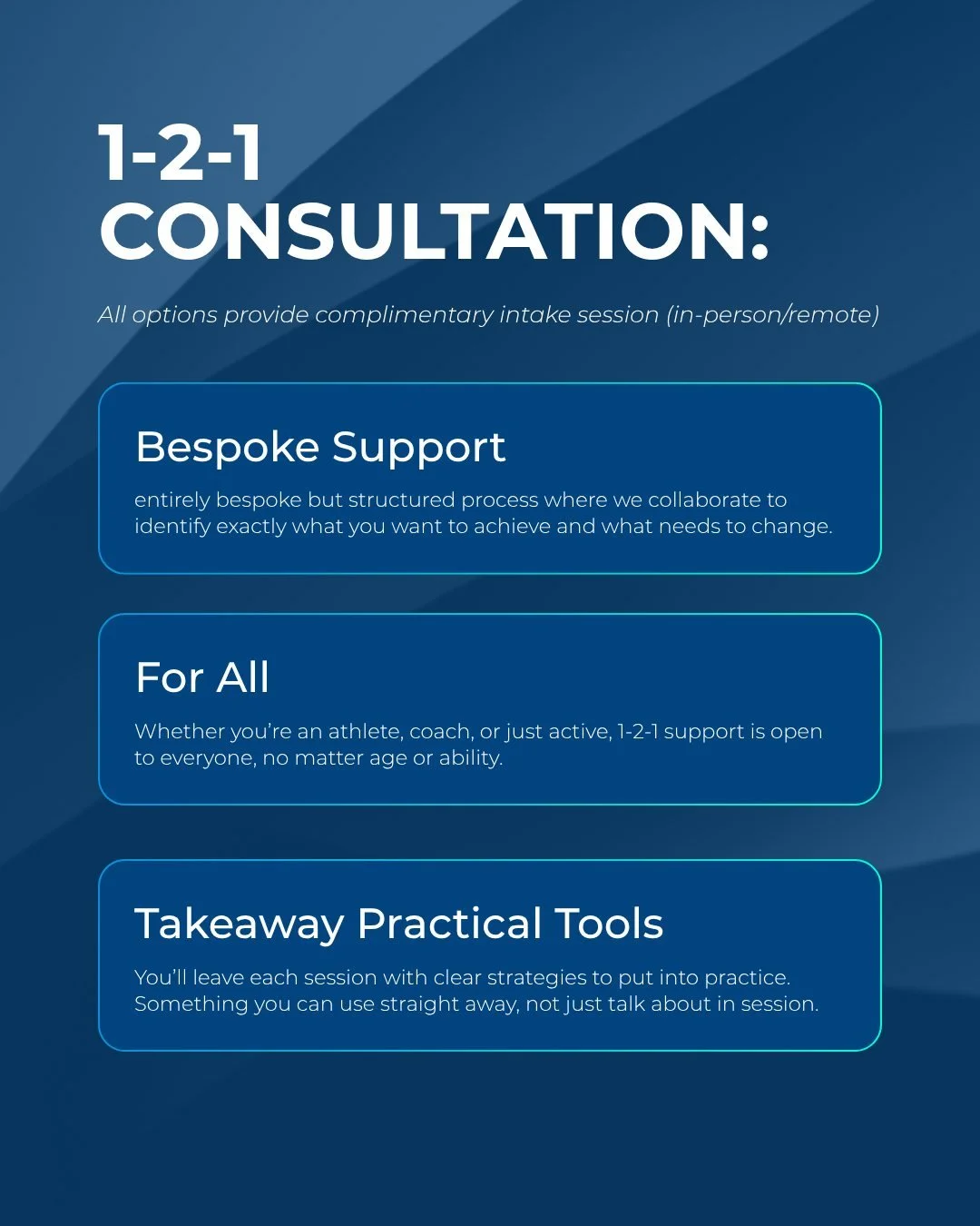 TESPORTPSYCHE SERVICES

TESPORTPSYCHE uses performance psychology by offering mindset training at three levels:

1-2-1 consultations 🎯 &ndash; tailored support to focus on your goals and give you tools you can use straight away ✅

Group consultation