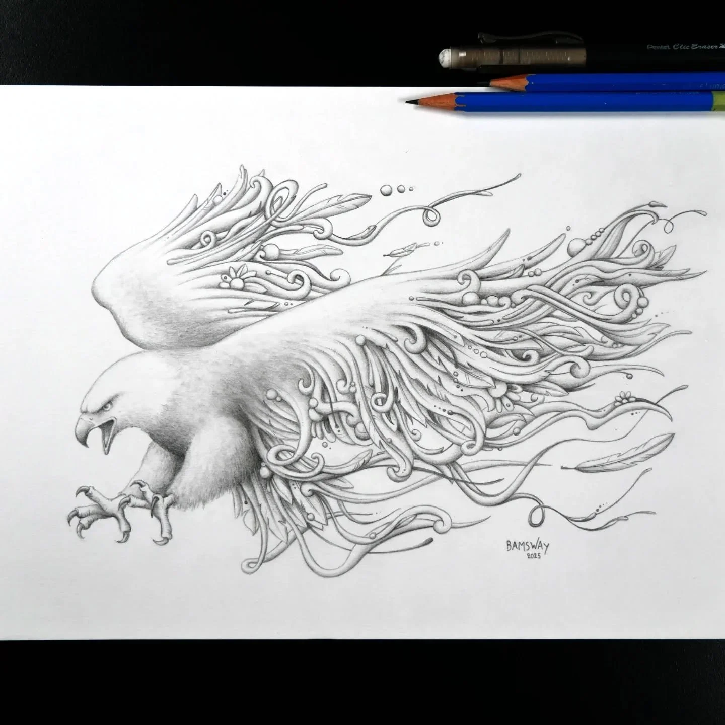 Had a lot of fun with this eagle doodle the past few days! 🦅✍️

Movement and energy led the way here. With each line, doodle and curve, I wanted this eagle to feel like it&rsquo;s zooming through the air. 🚀

And I personally think it came out prett