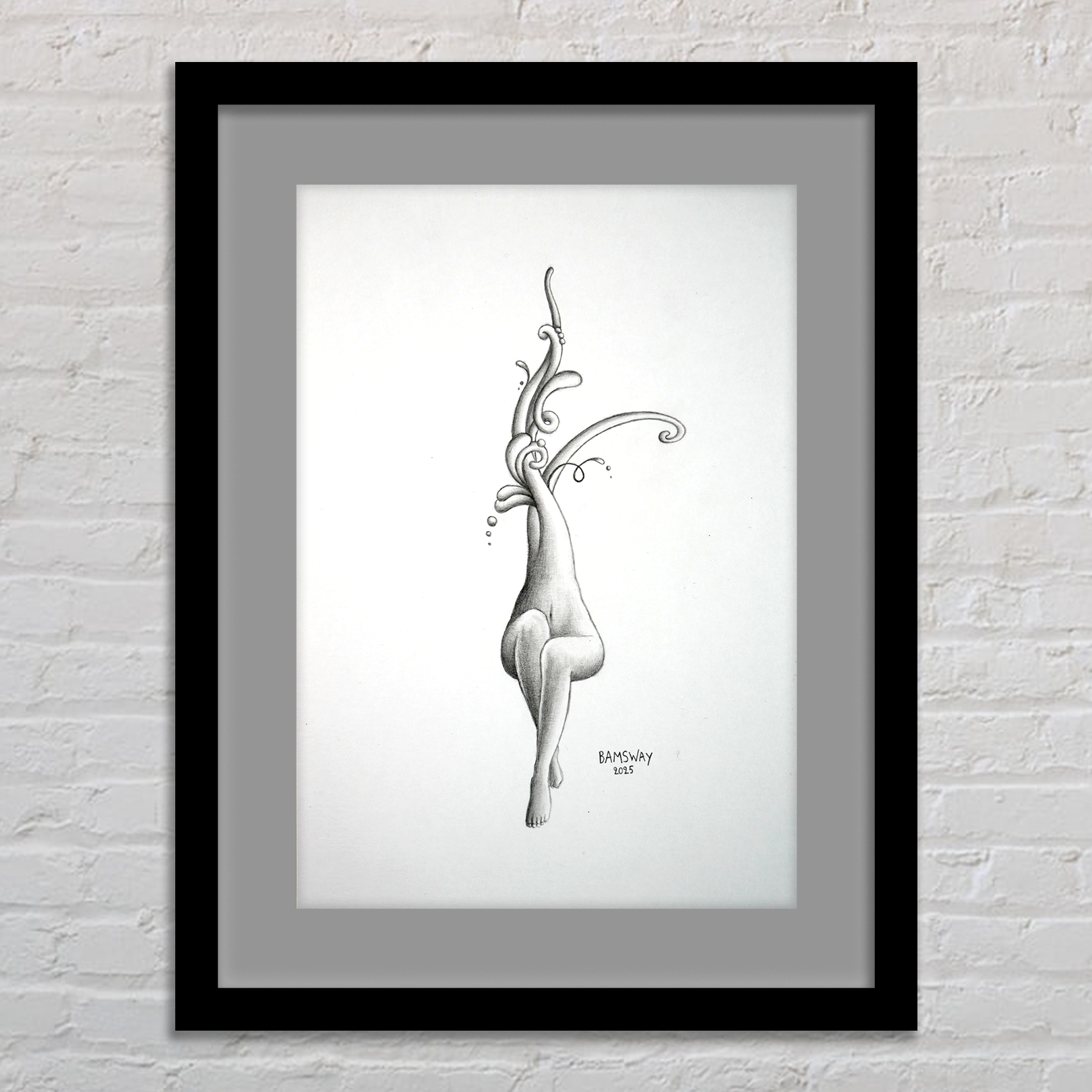 pencil drawing 'Surreal female figure' by Bamsway - frame.png