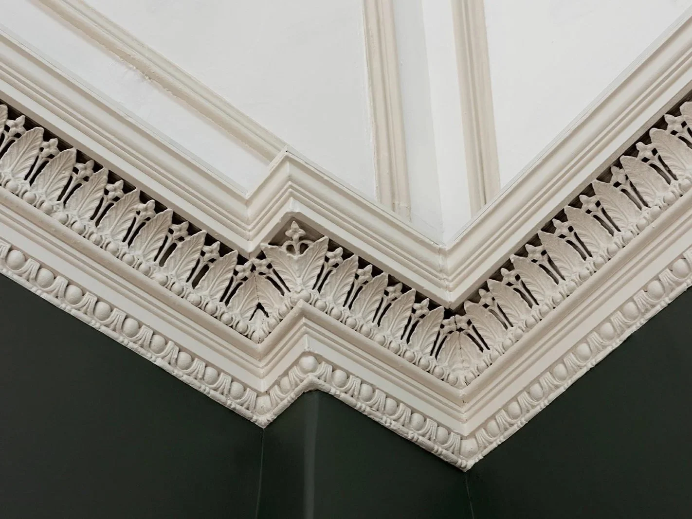 Historic aesthetic cornicing detail at The Auction Rooms serviced offices.