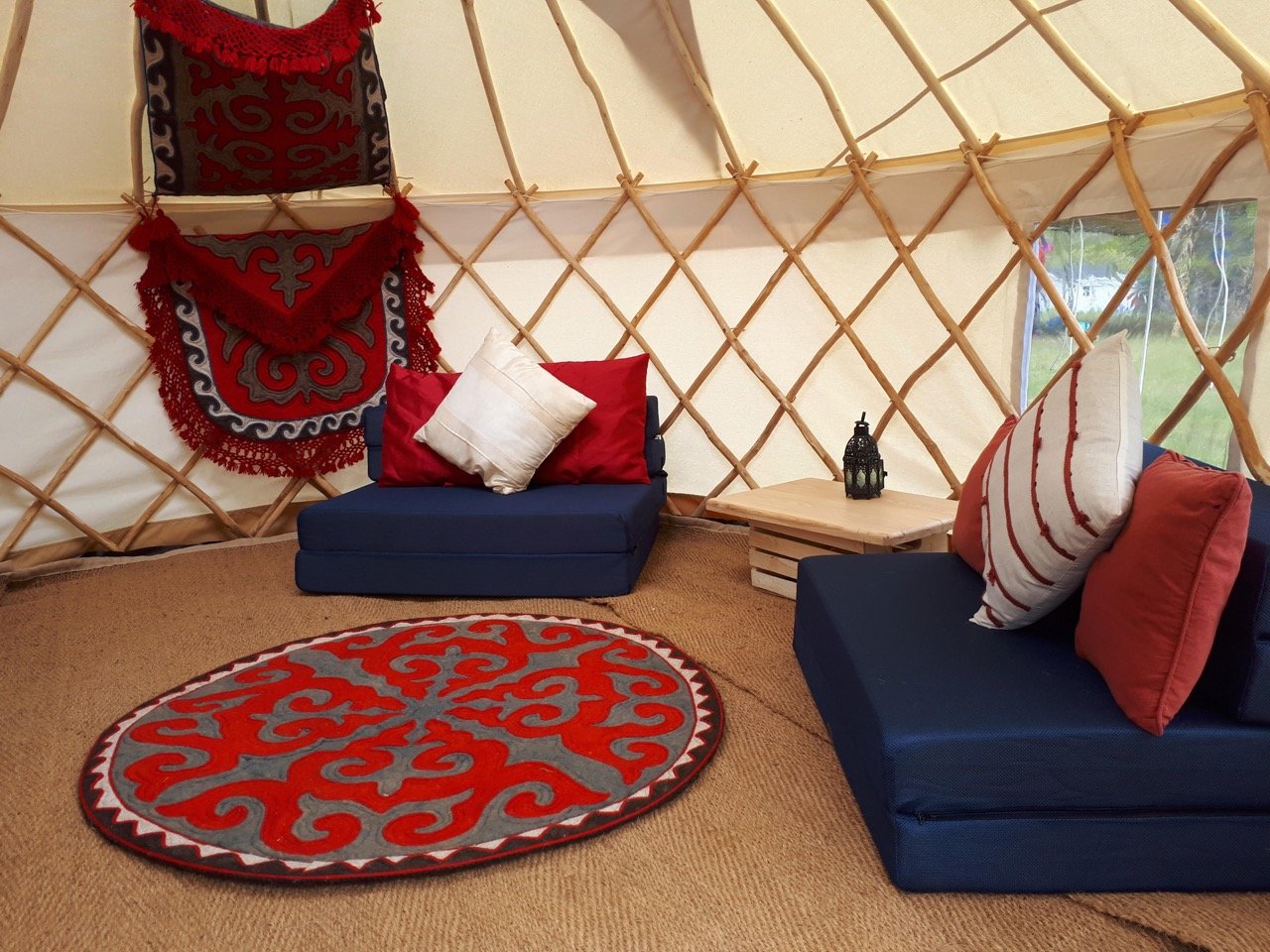 The natural materials used at Little Foot Yurts; wood, wool &amp; coconut husk fibre.