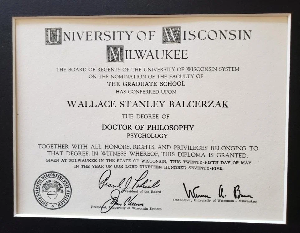 Graduated Doctor of Clinical Psychology U of Milwaukee 1975