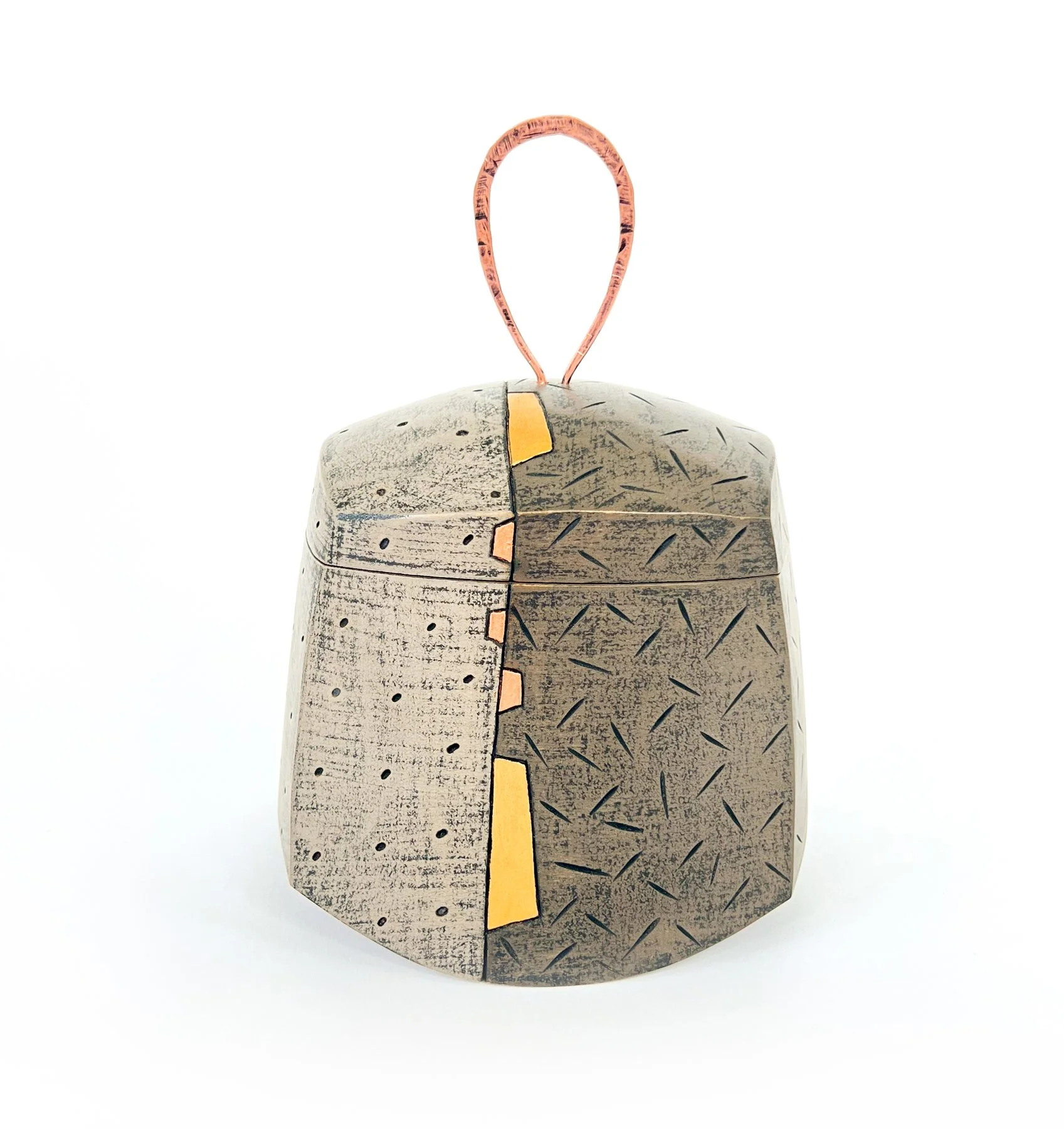 Wobble Box Polychrome poplar, copper 8"h x 5"w x 4"d