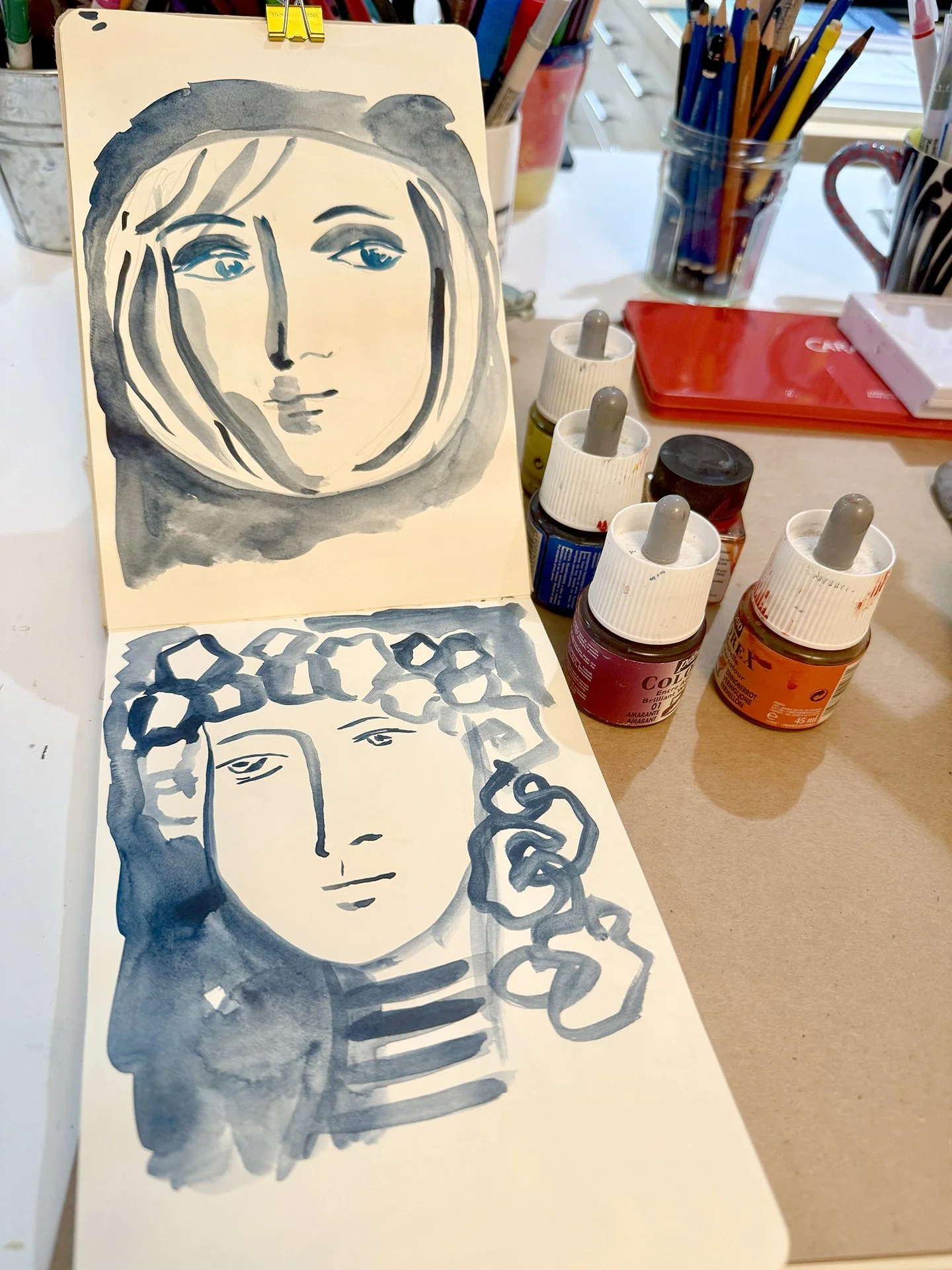 face, illustration, watercolour