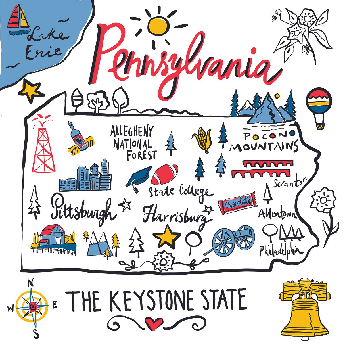 Illustration of map of Pennsylvania by Farida Zaman