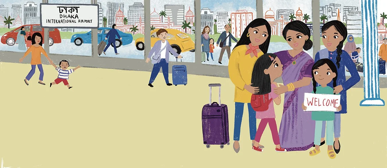 Illustration from Samina Goes to a Wedding a picture book written and lllustrated by Farida Zaman published by Owl books in 2026