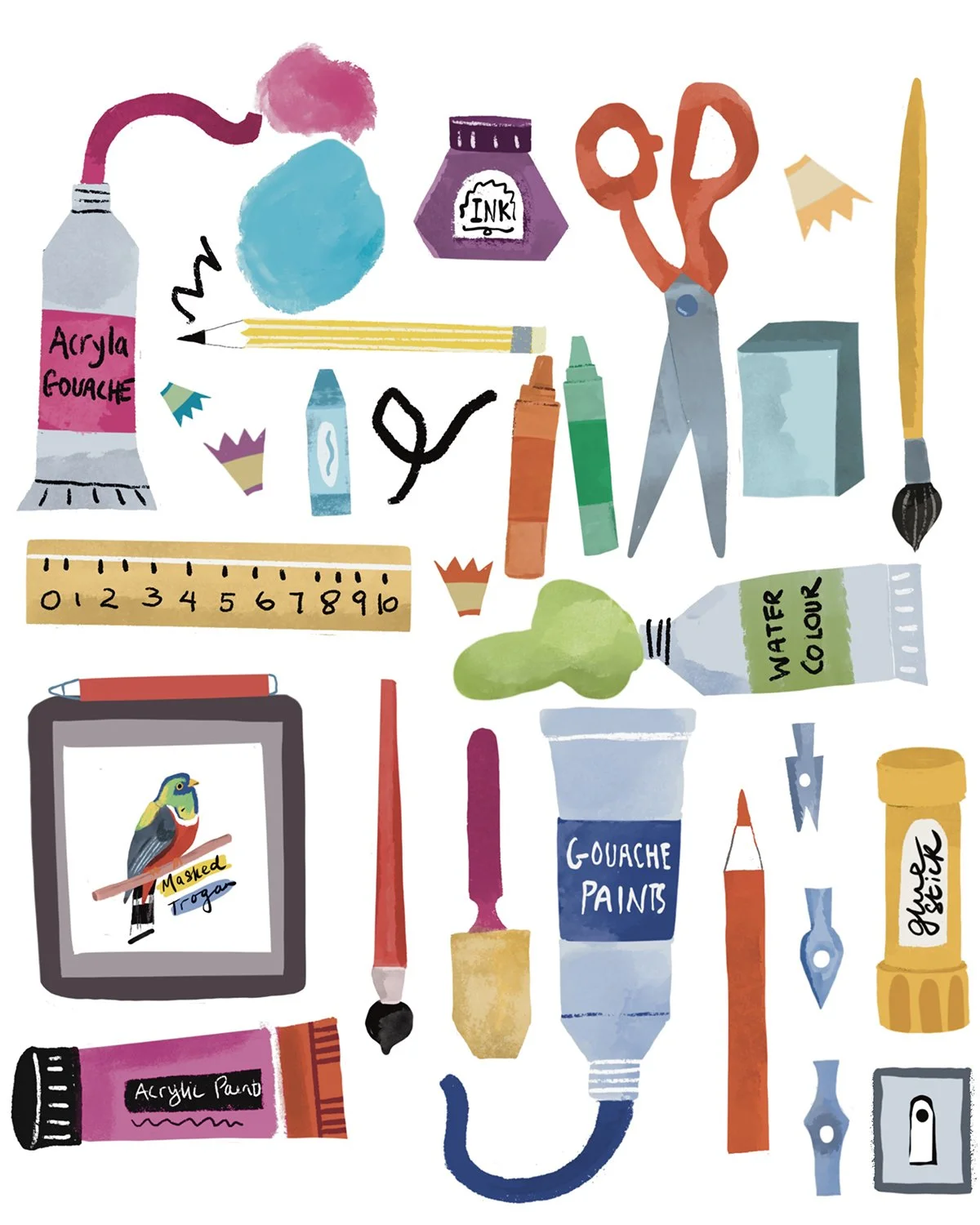 Illustration of art material by Farida Zaman