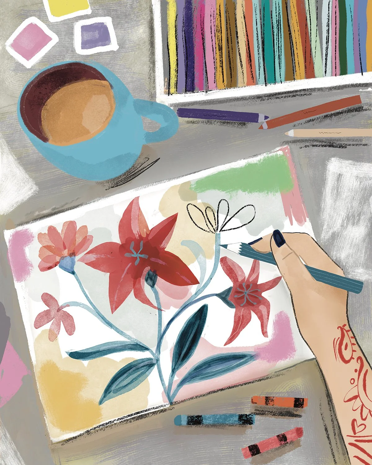 Illustration of a creative process by Farida Zaman