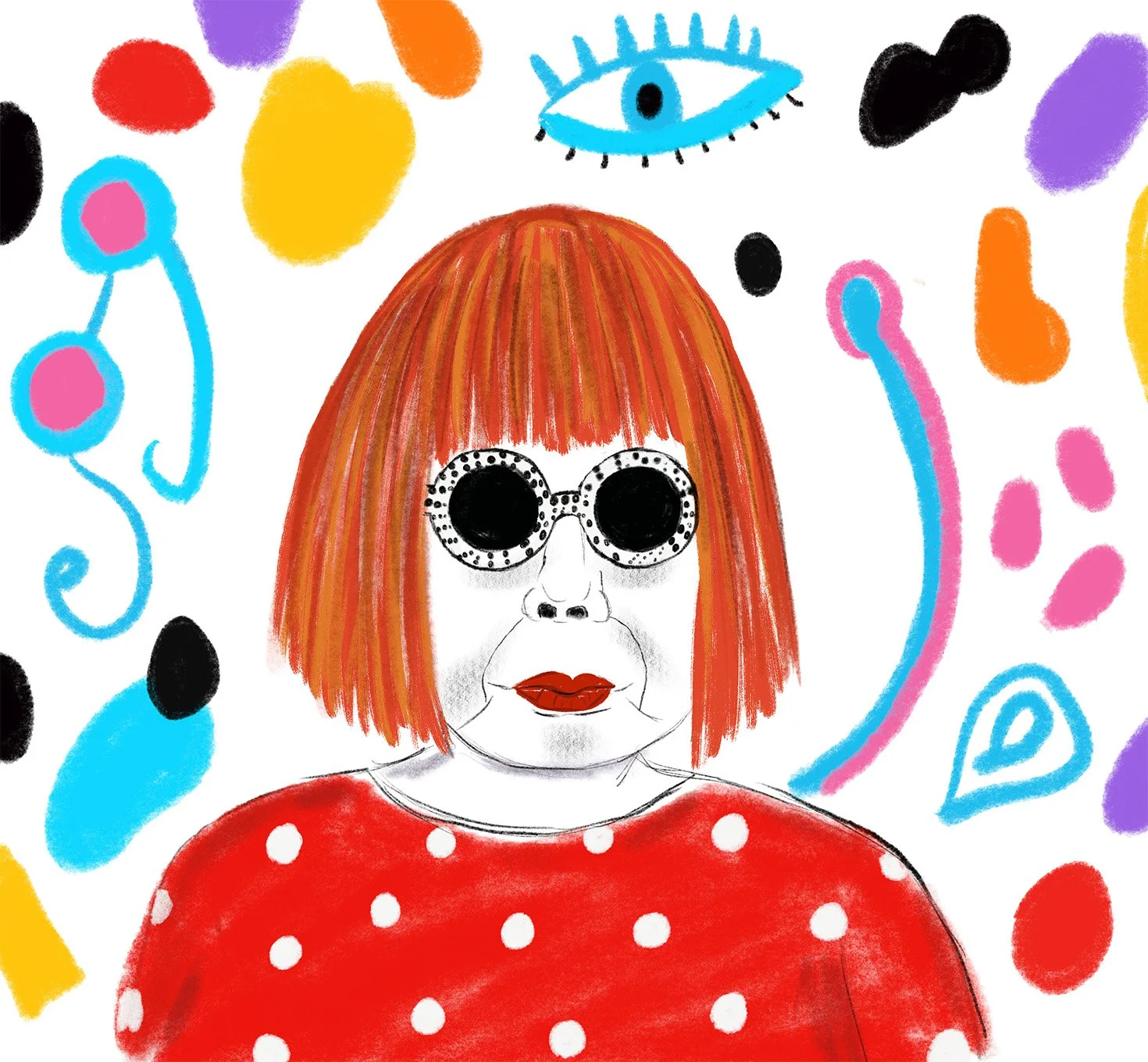 Portrait of Yayoi Kusama by Illustrator Farida Zaman