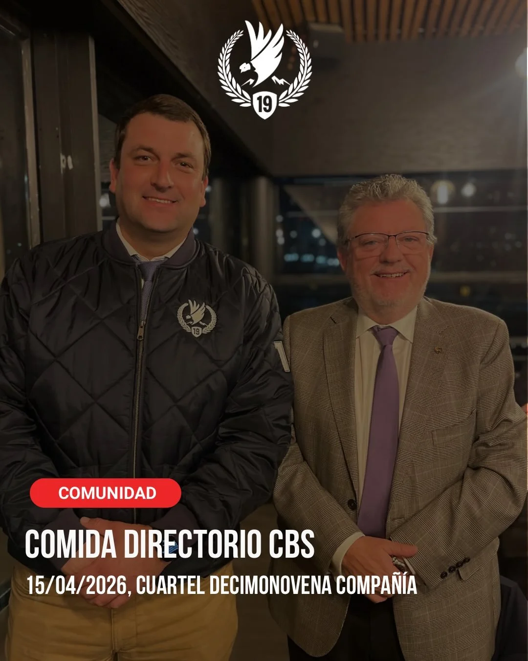 Ayer, 15 de abril, se llev&oacute; a cabo la tradicional Comida de Directores, instancia que congreg&oacute; a la totalidad de los directores de las distintas compa&ntilde;&iacute;as de la Instituci&oacute;n, junto a los Oficiales Generales.

Este en