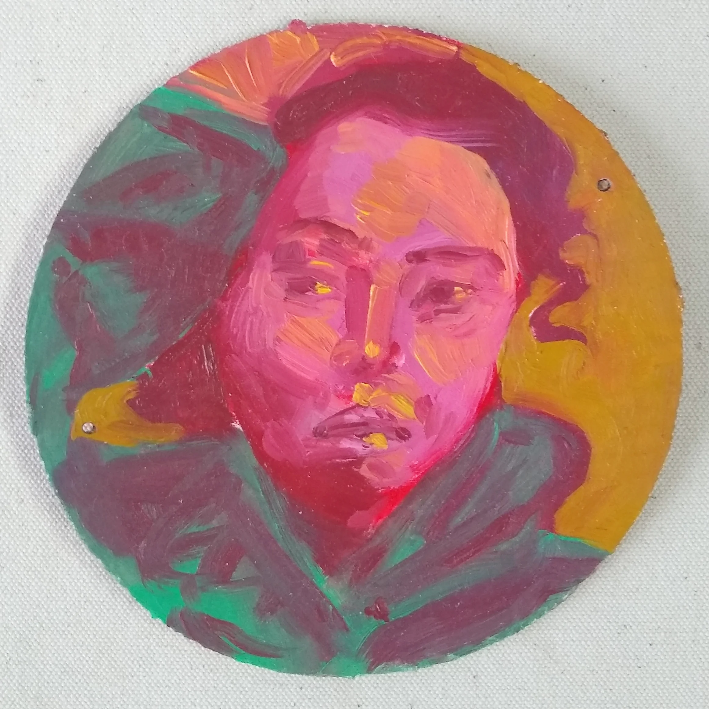 are we done now?, 2020. oil on cardboard. 4.5 x 4.5 in.