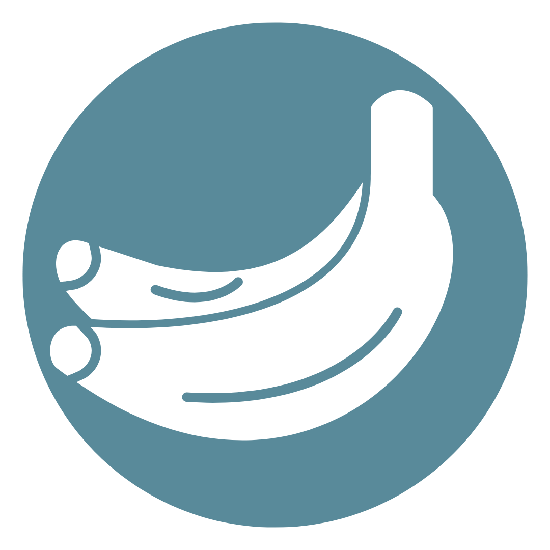 Icon of two bananas on a blue circular background.