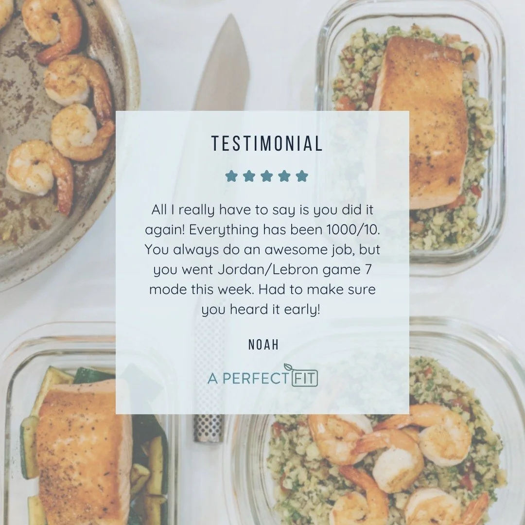 Nothing means more to us than hearing how much our clients are enjoying their meals 🙌

&ldquo;Jordan/LeBron game 7 mode this week.&rdquo; We&rsquo;ll take it. 🏆

#ClientTestimonial #APerfectFit #personalchef  #HealthyMeals  #FuelYourLife