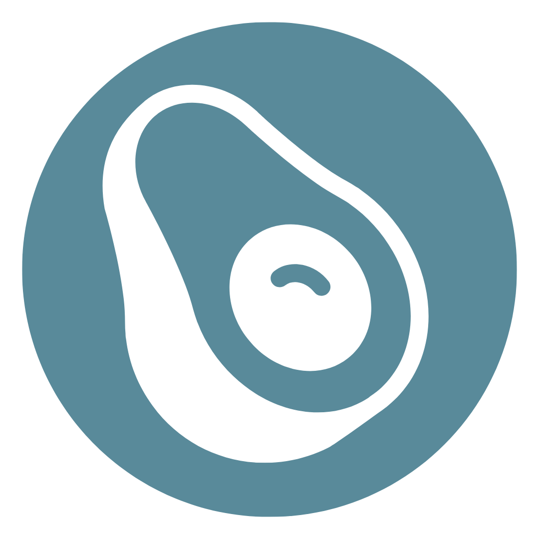 Simplified icon of a piece of meat with a bone in the center on a blue background.