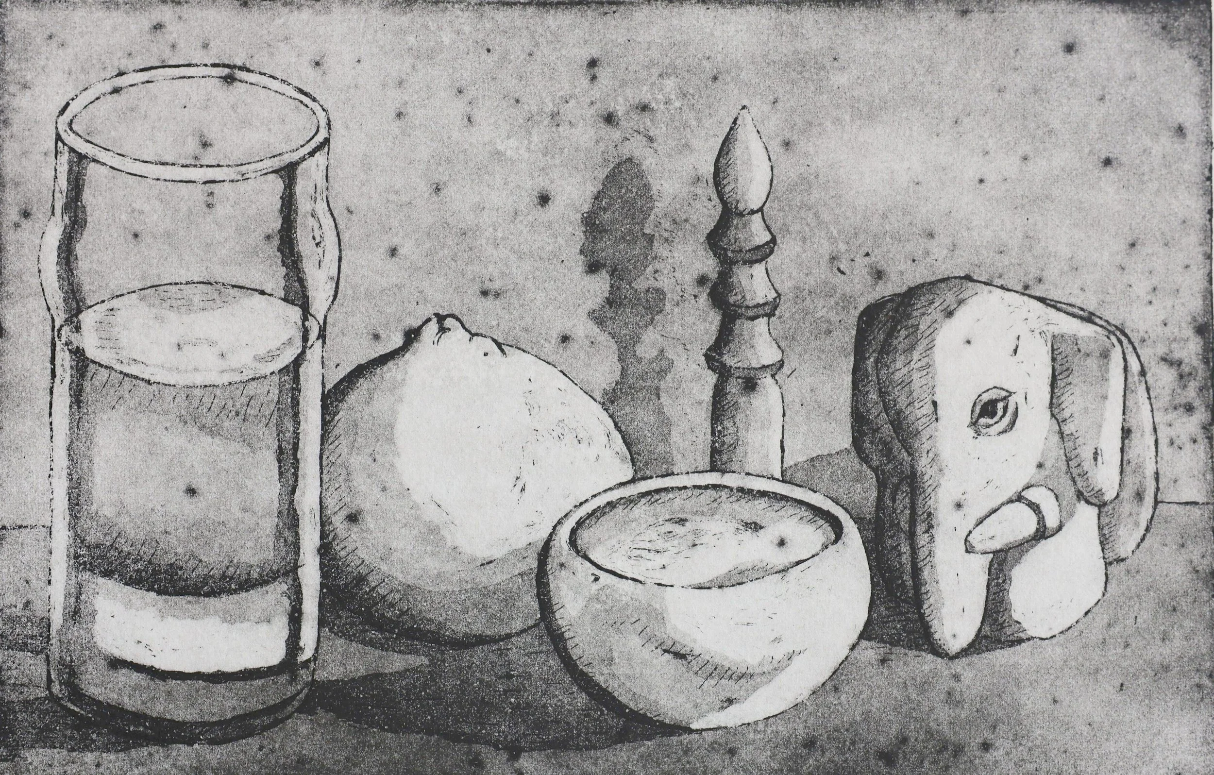 Finished aquatint etching showing rich blacks and subtle tonal transitions. Contemporary aquatint and sugar-lift etching by Hermann Isaac I Proartika.com