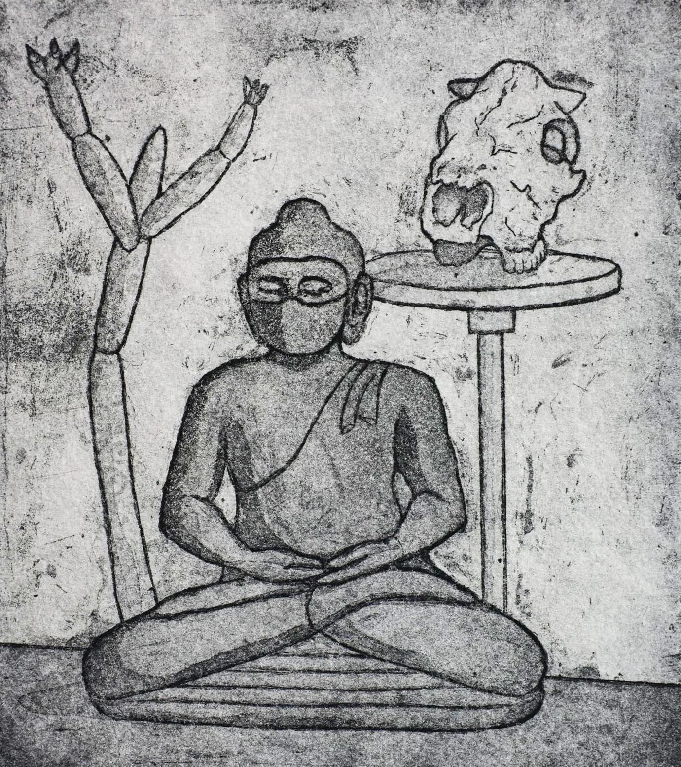 Aquatint etching showing rich blacks and subtle tonal transitions. Contemporary aquatint and sugar-lift etching by Hermann Isaac. Online workshop on Proartika.com