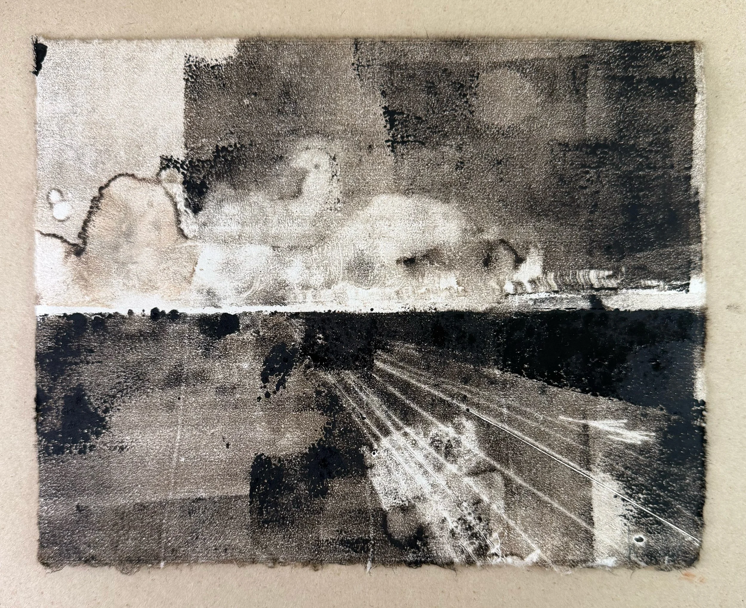 Experimental Monotype Printmaking Course with Francesco Geronazzo on proartika.com One of the prints from the workshop. Monotype landscape