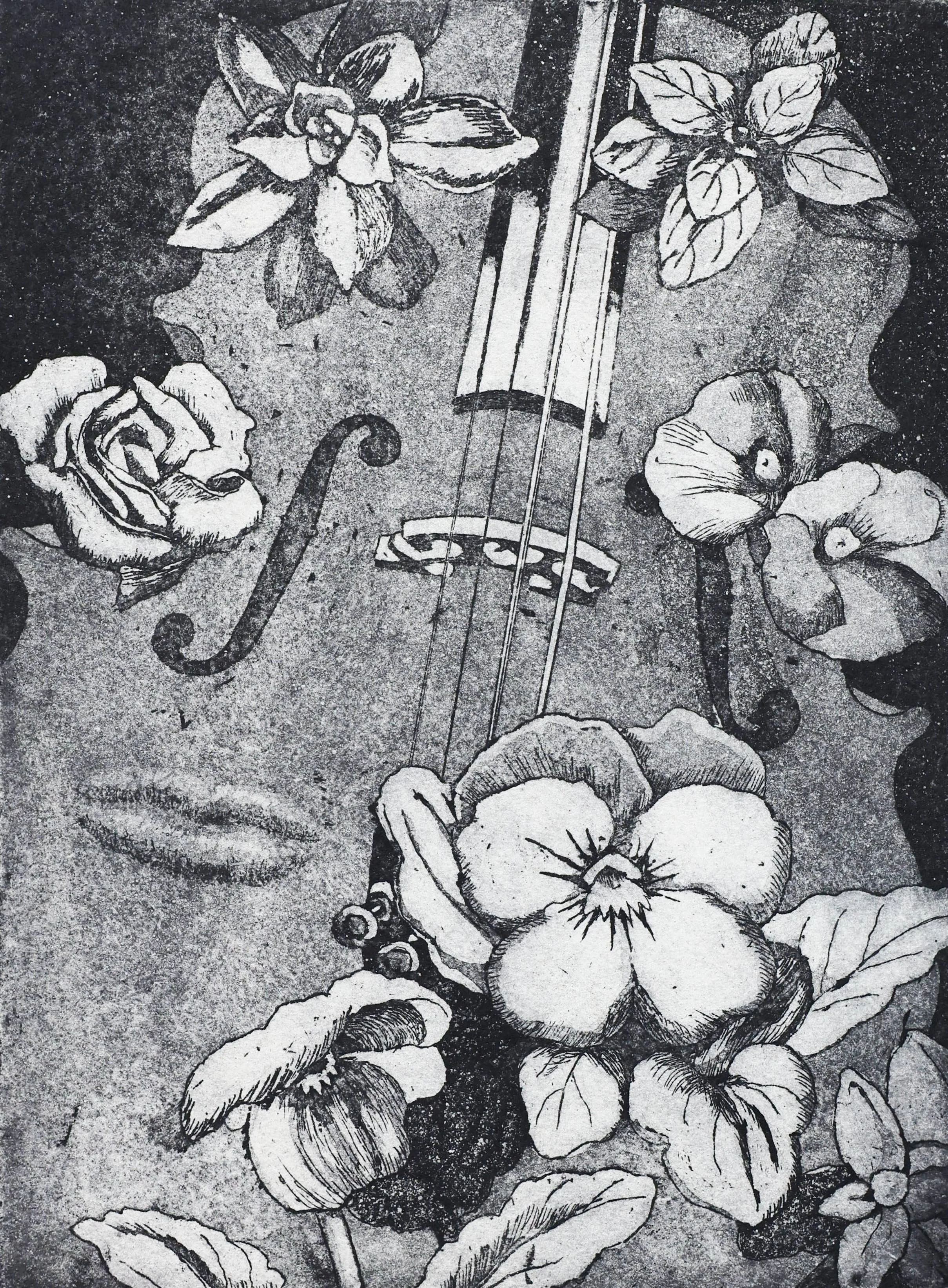 Aquatint etching showing rich blacks and subtle tonal transitions. Contemporary aquatint and sugar-lift etching by Hermann Isaac. Online workshop on Proartika.com