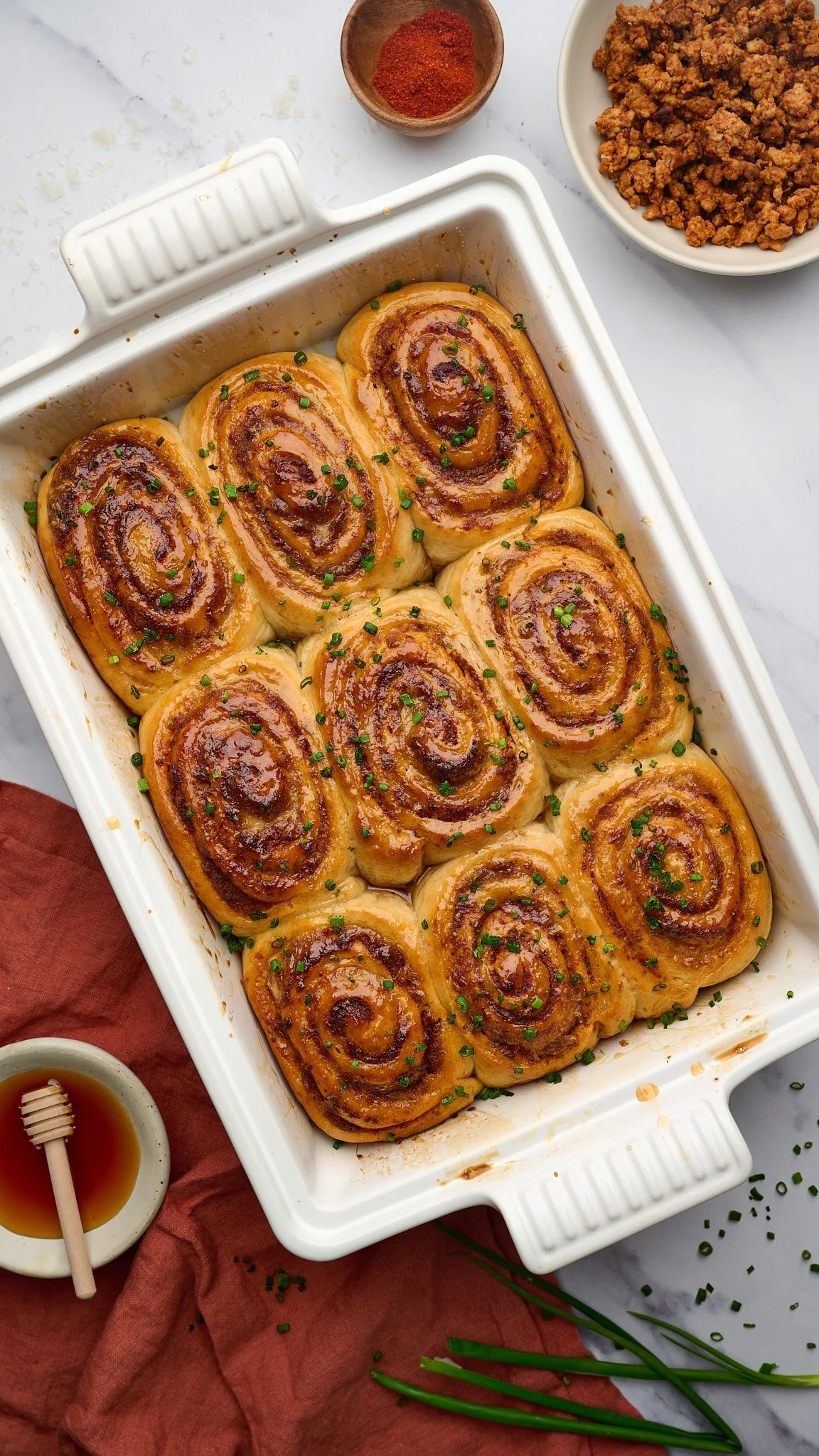 chorizo manchego hot honey morning buns savory morning bun savory cinnamon roll milk bread roll tangzhong savory baking recipes best savory bakign