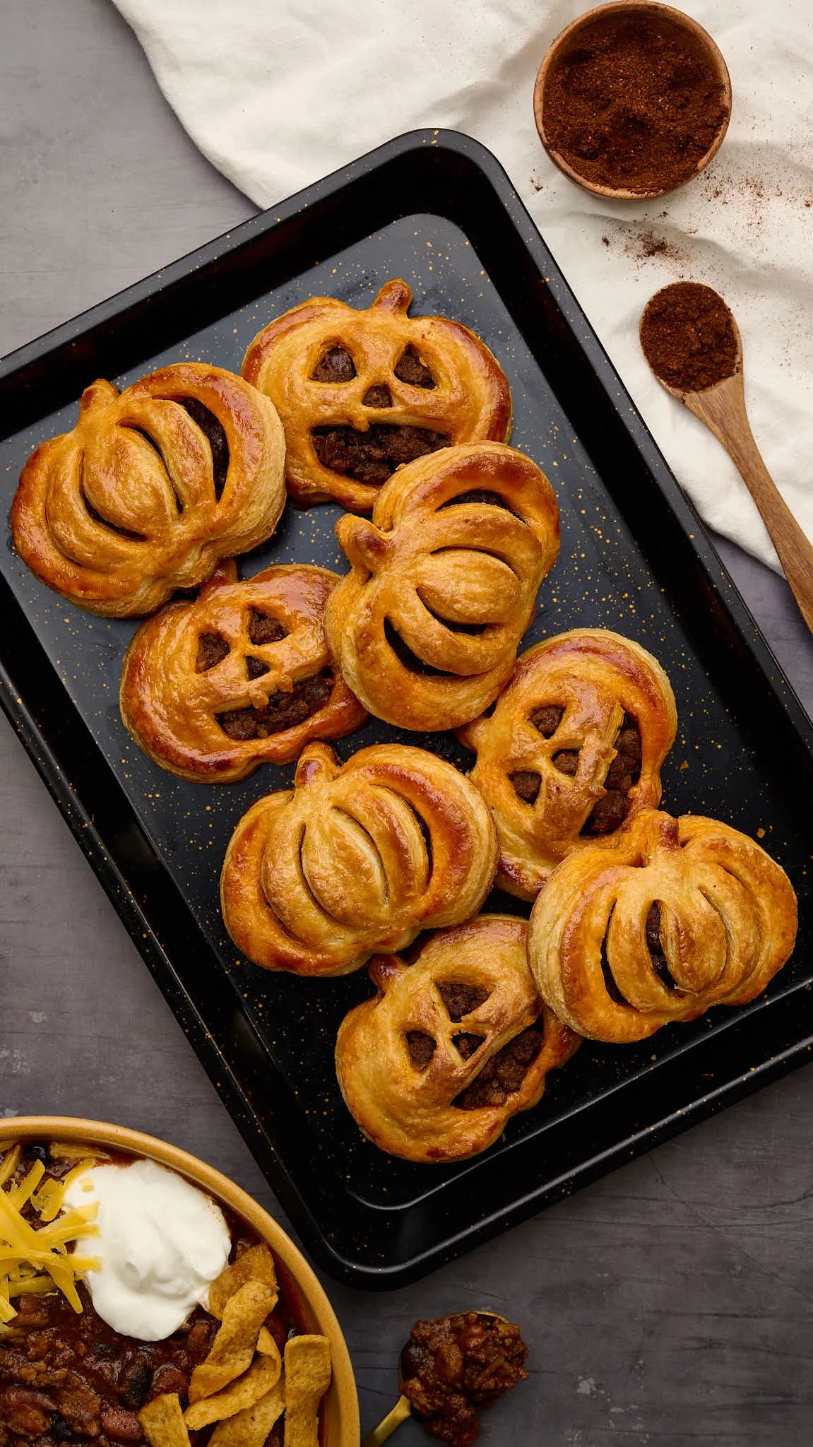 savory hand pies chili hand pies meat pies savory baking cornmeal pie crust sour cream pie crust halloween food halloween baking halloween chili