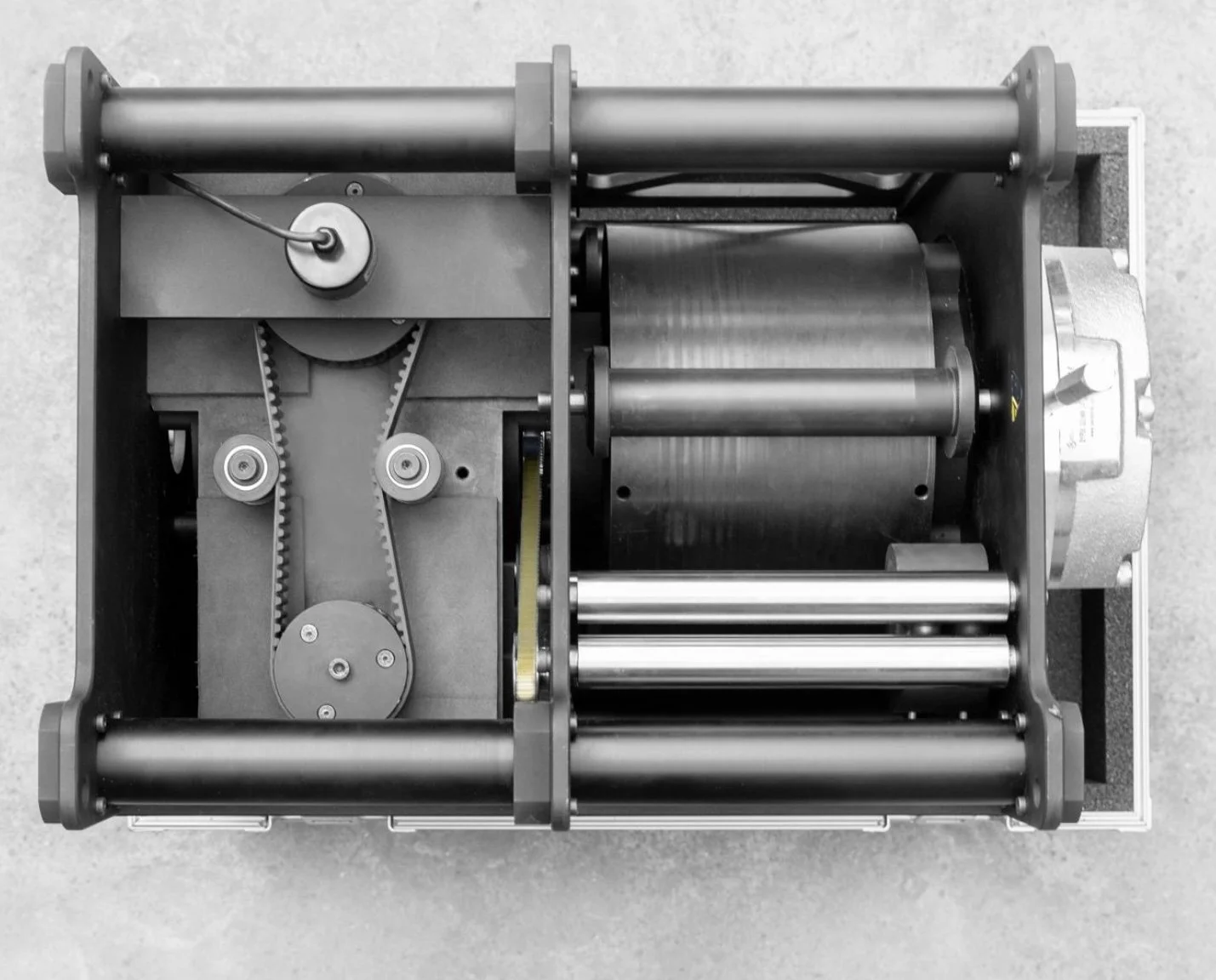 Performer flying winch from above, part of the Secret Productions rigging hire range for aerial and flying effects.