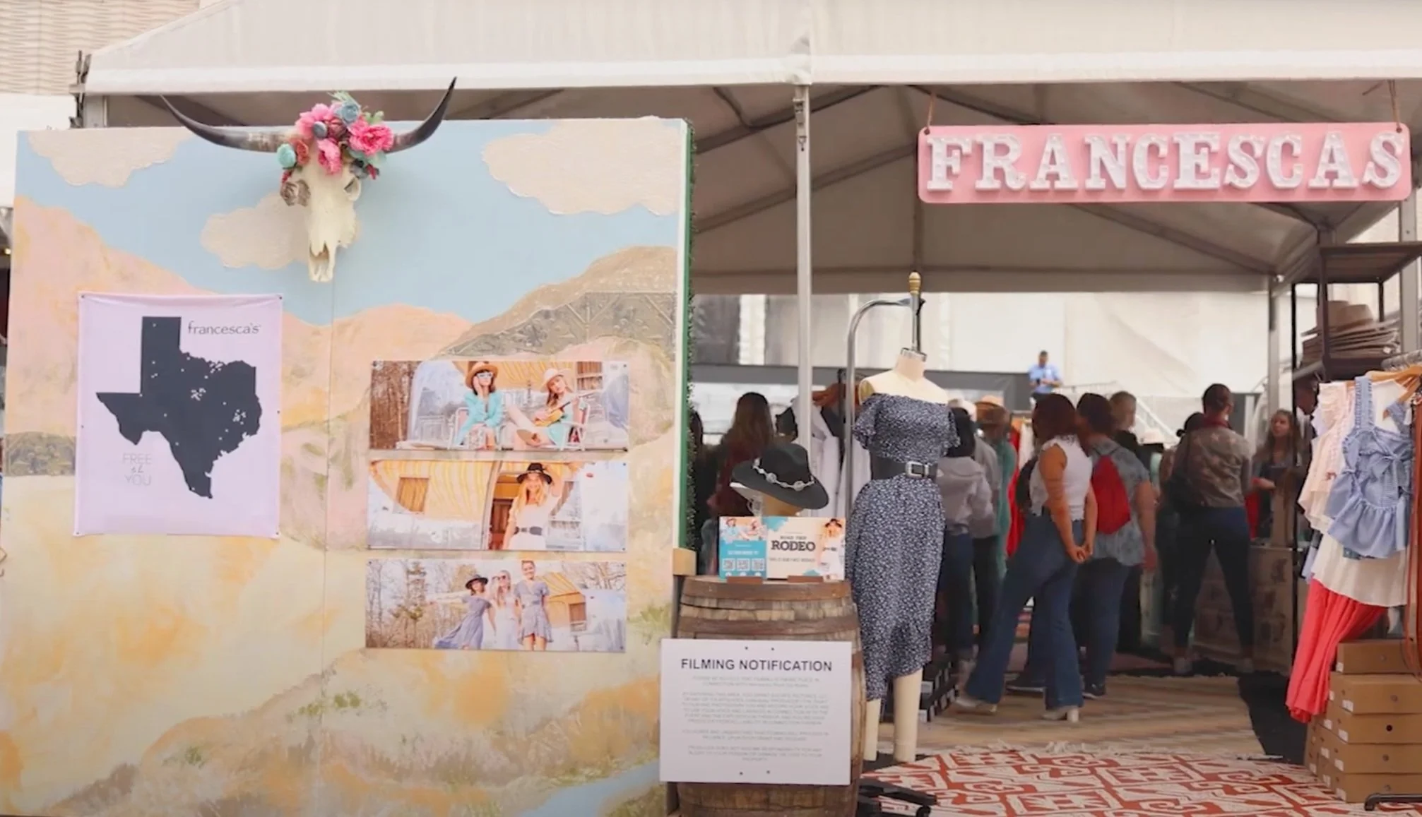 Francesca's pop-up shop at the Houston Rodeo; Production design and scenic painting of secondary entrance