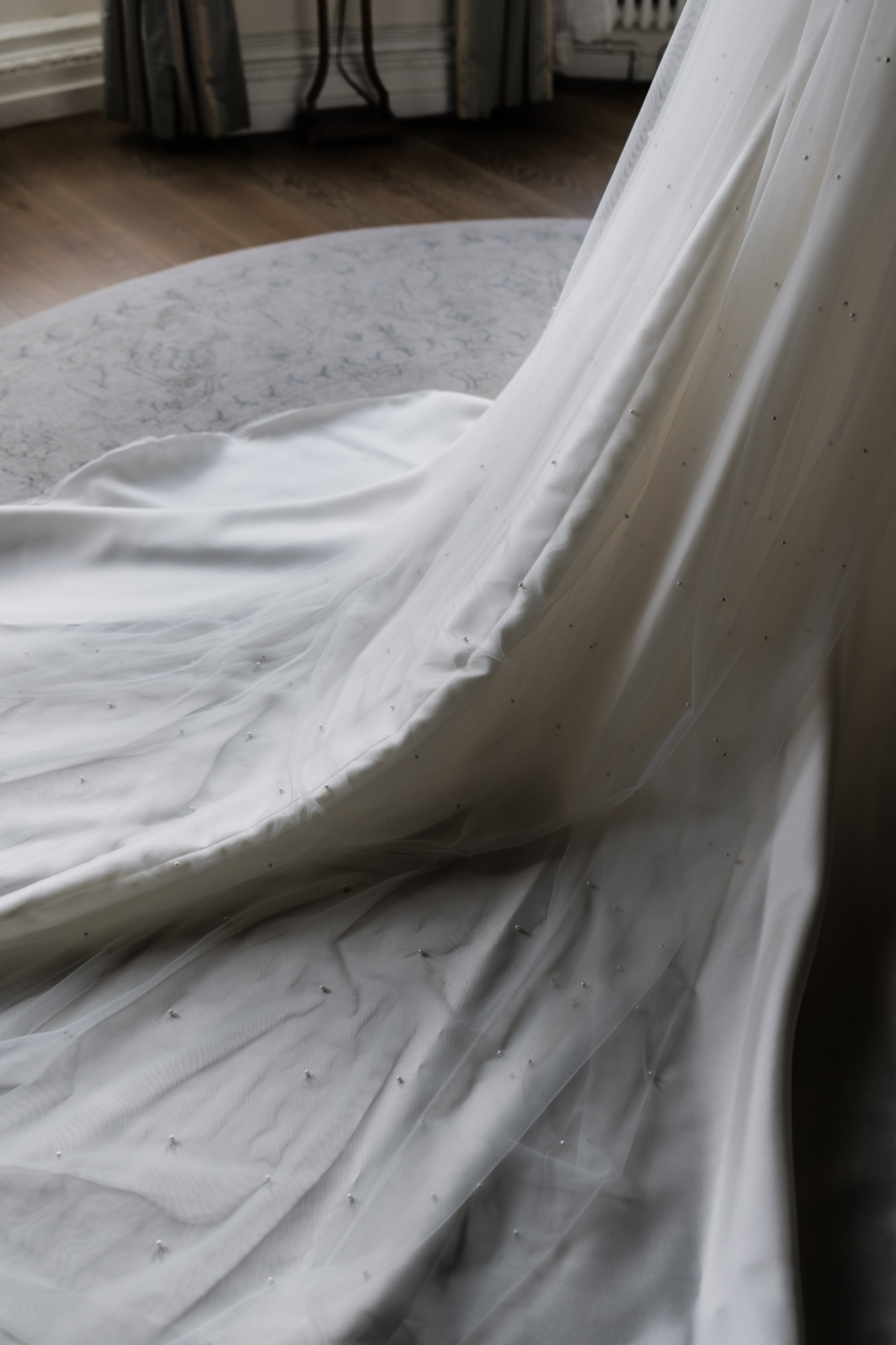L&J Wedding Photography & Videography. Documentary UK Weddings - Old Palace Chester. Wedding dress details. Naturally beautiful with a fine art flair.