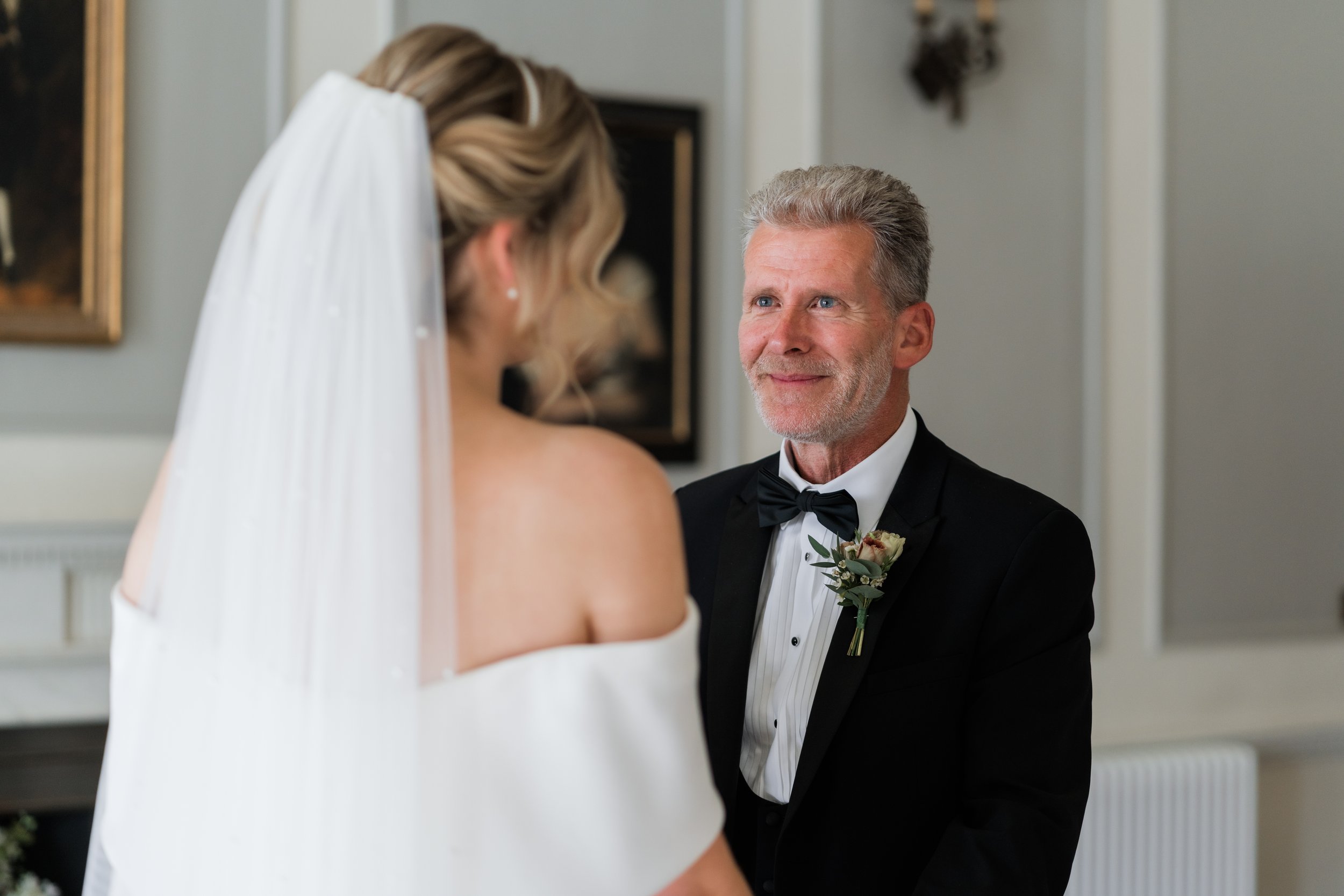 L&J Wedding Photography & Videography. Documentary UK Weddings - Old Palace Chester. Bride and father of the bride. First look. Naturally beautiful with a fine art flair.