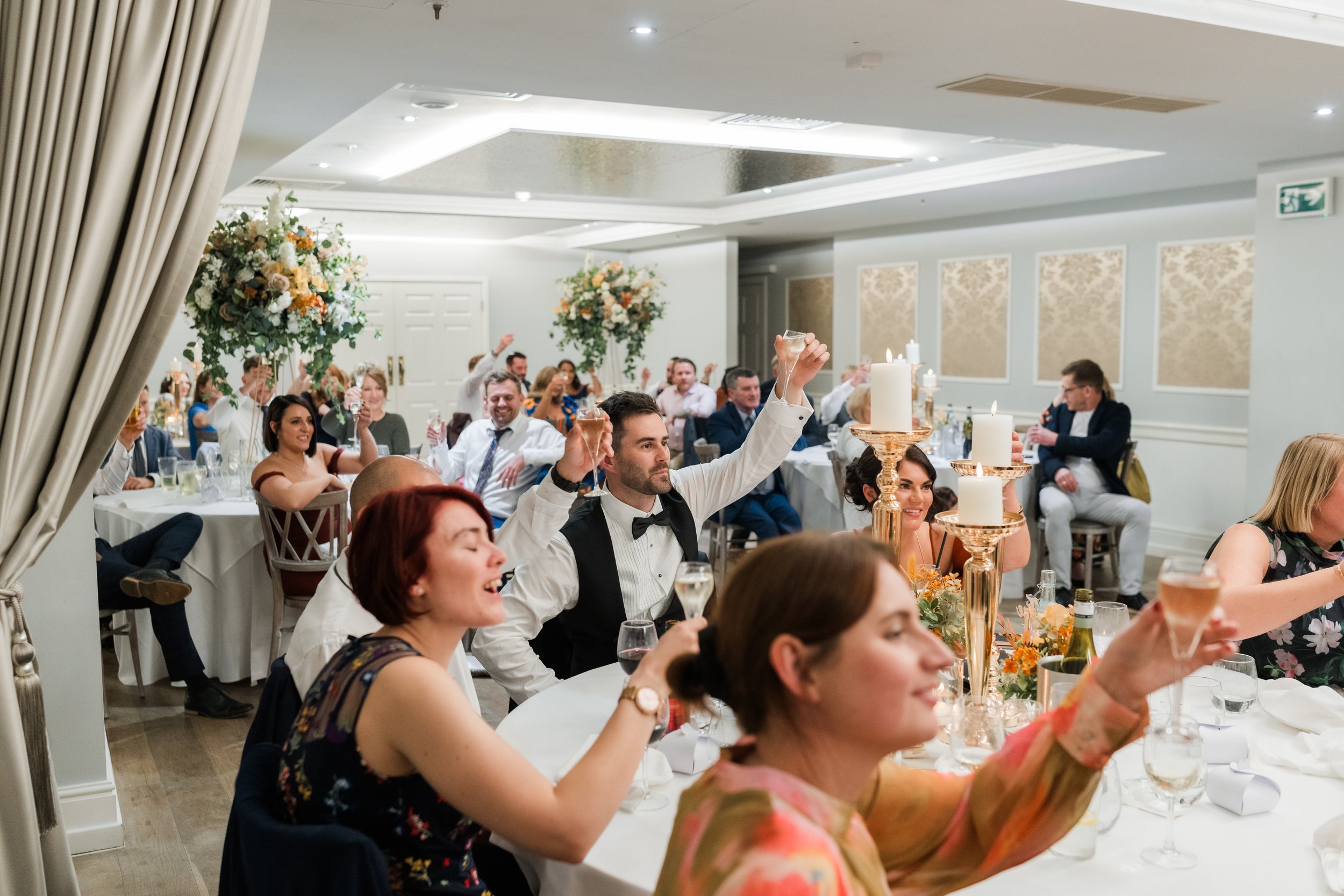 L&J Wedding Photography & Videography. Documentary UK Weddings - Old Palace Chester. Wedding breakfast. Toast. Naturally beautiful with a fine art flair.