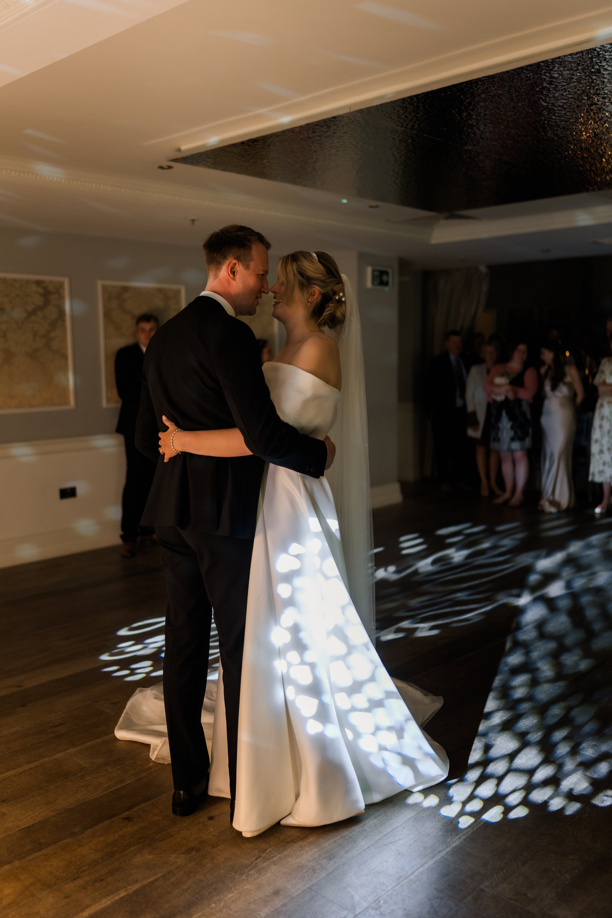 L&J Wedding Photography & Videography. Documentary UK Weddings - Old Palace Chester. Reception. First dance. Bride and groom. Naturally beautiful with a fine art flair.