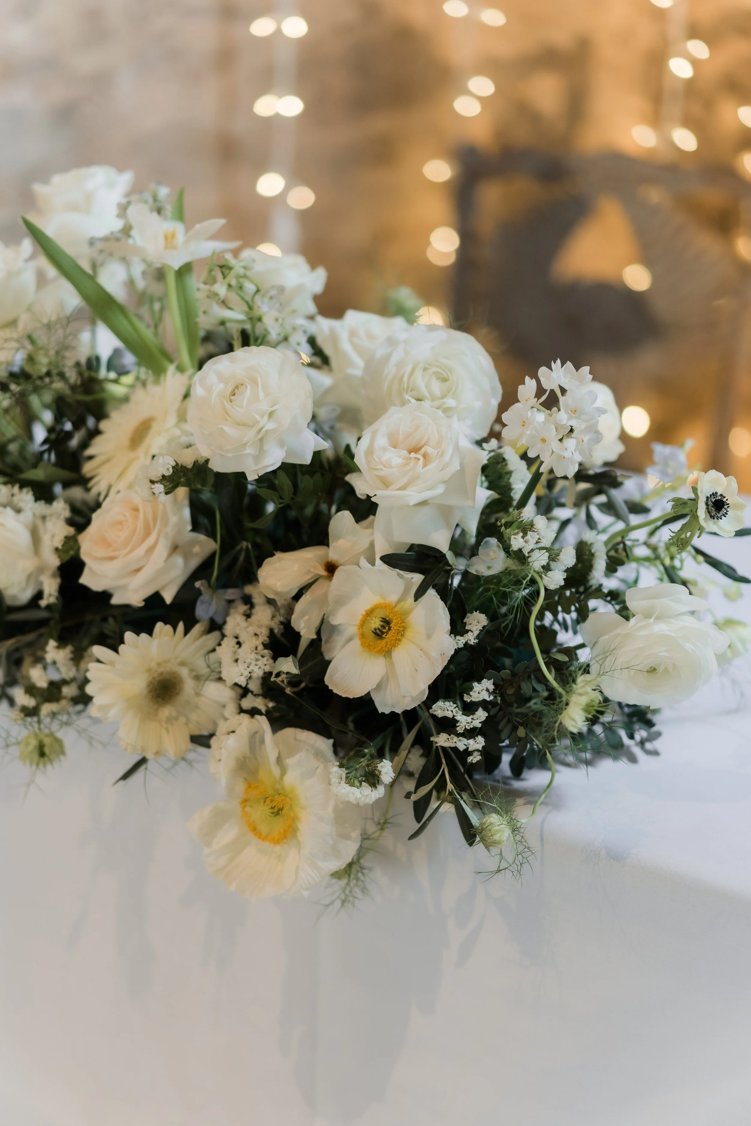 Floral details from a Charlton Hall wedding, arranged with understated elegance and a painterly touch