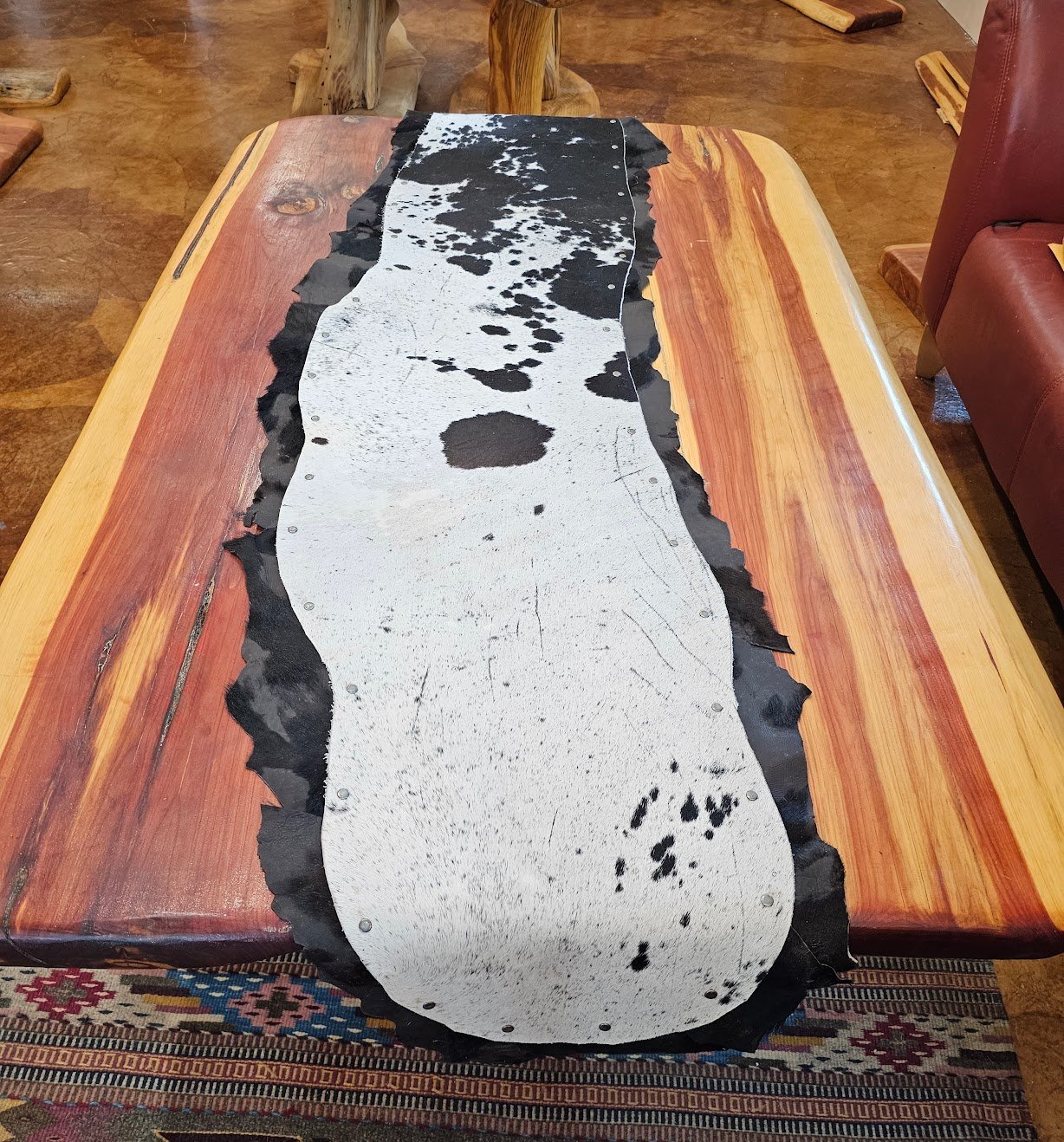 Table Runner Black/White cowhide