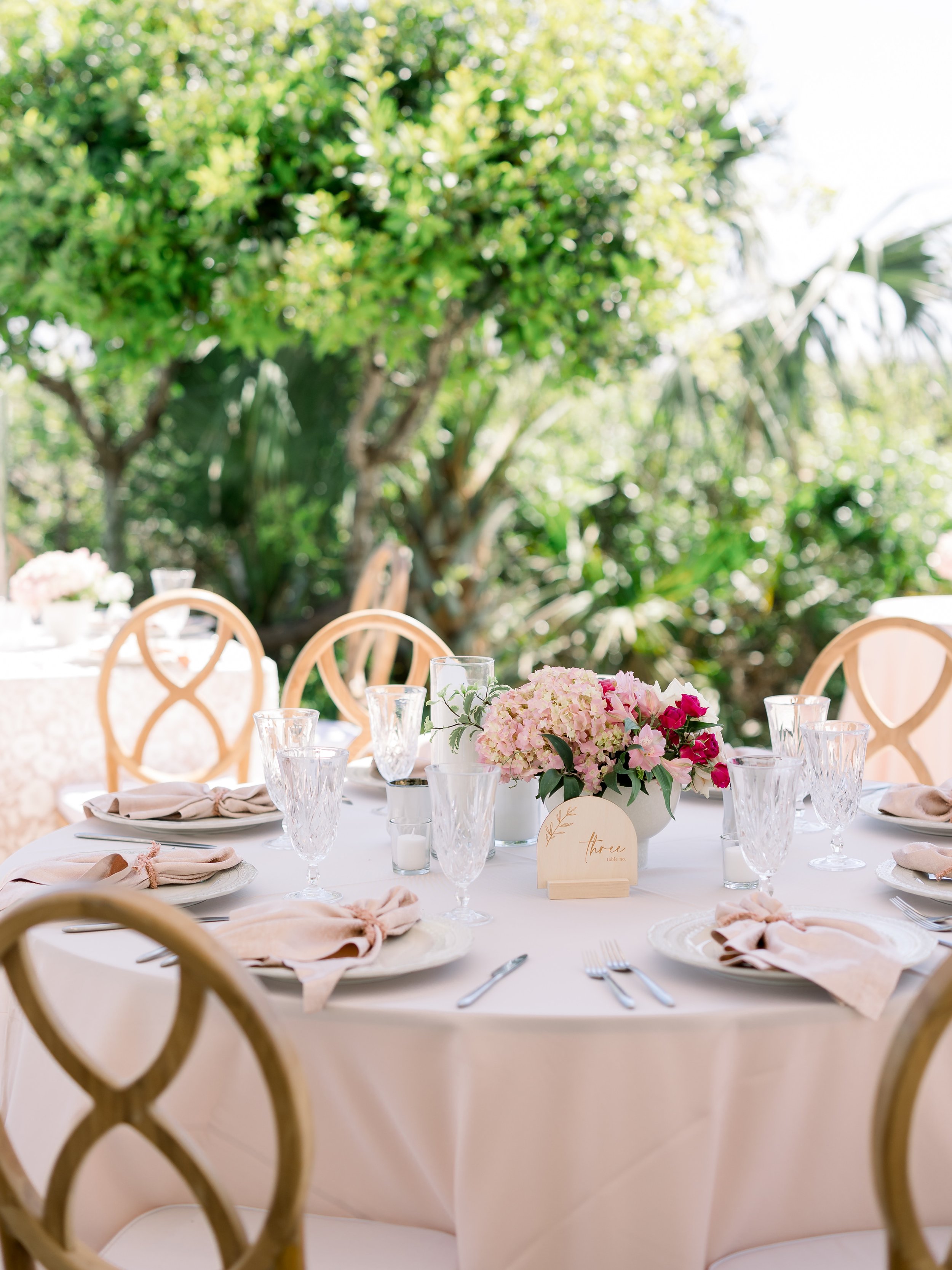 light pink wedding tablescape