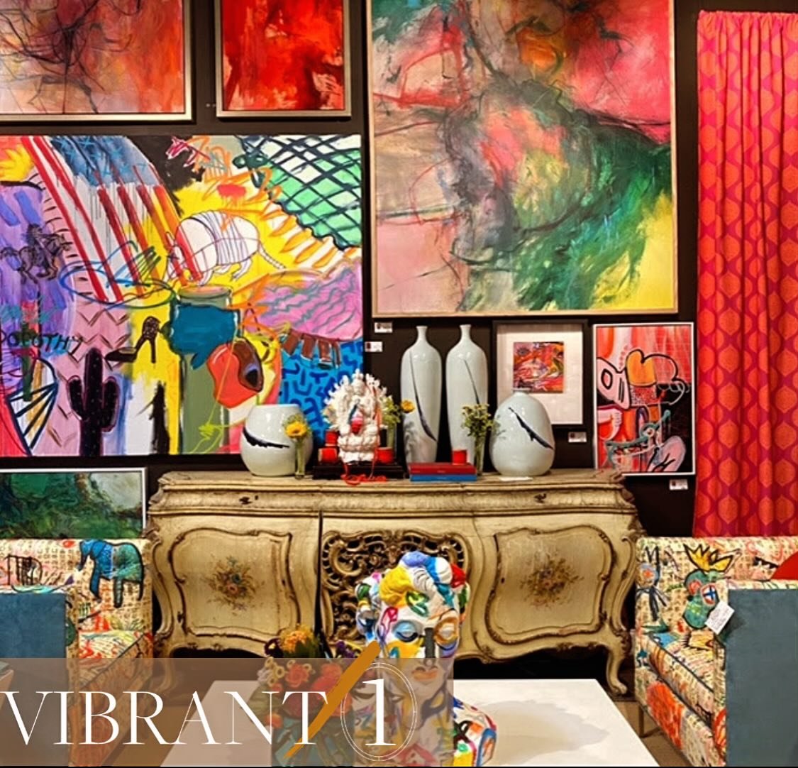 A trend found at High Point Market was Modern - LARGE - Art. I chatted a little about this in a previous blog post. Art that is colorful, abstract and F-U-N was everywhere. Bold, whimsical and larger then life, art that fills a space or multiple piec