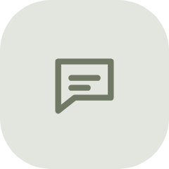 A speech bubble icon on a light background.