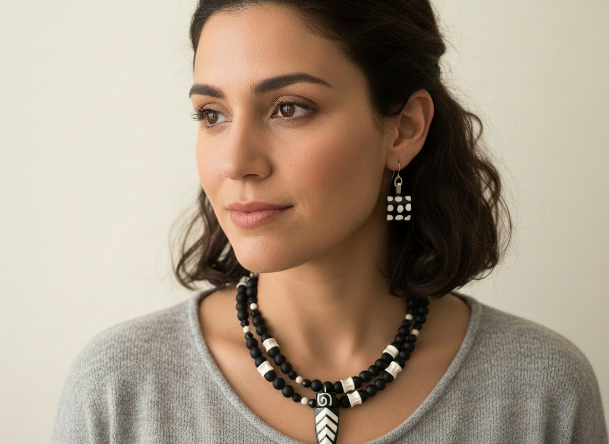 Firefly_Gemini Flash_Feature the earrings and necklace on a woman for visual appeal. 691629.png