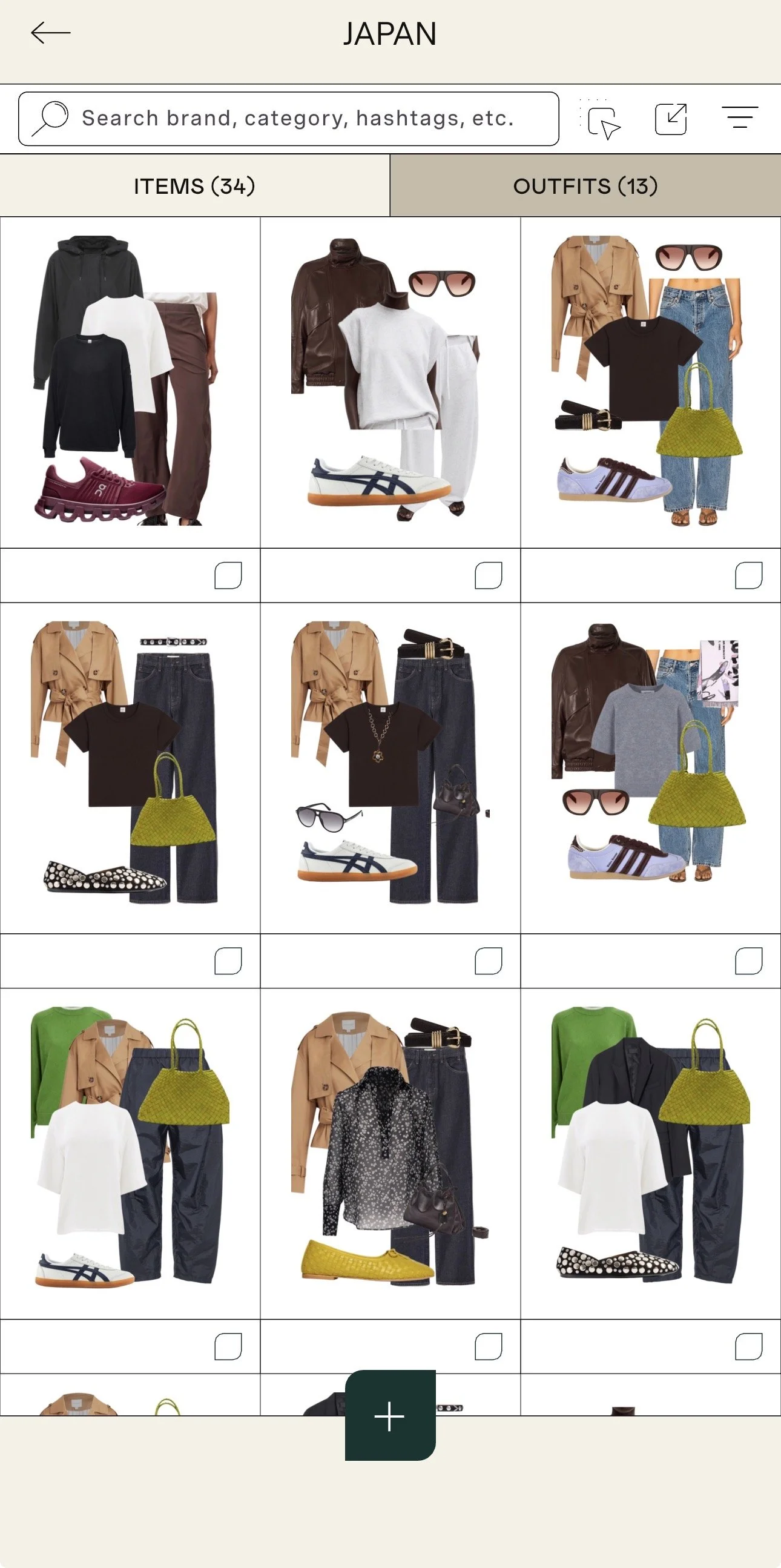 Packing list created in the Indyx app for a travel capsule wardrobe