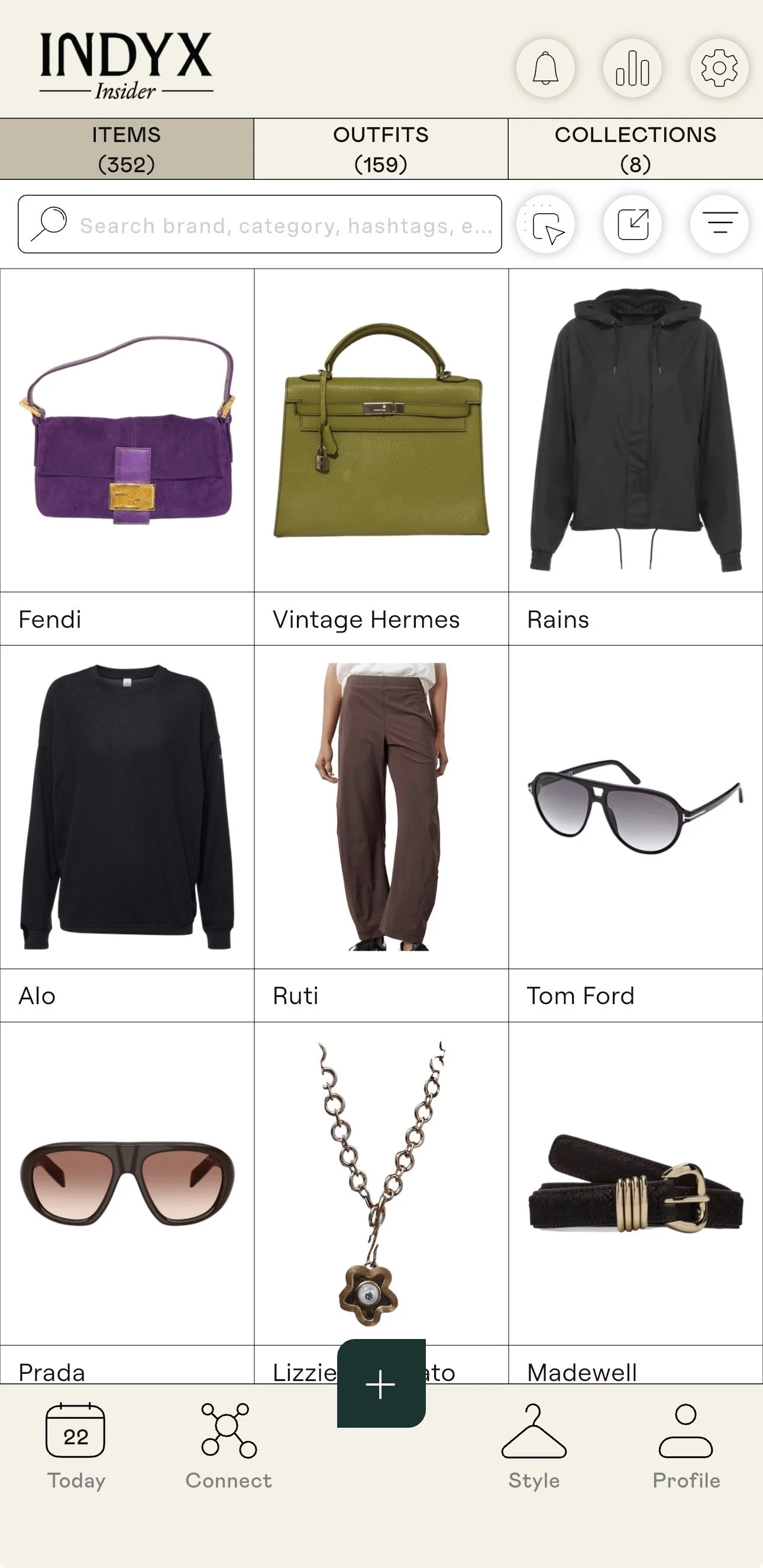 Clothing Items uploaded to the Indyx digital wardrobe app