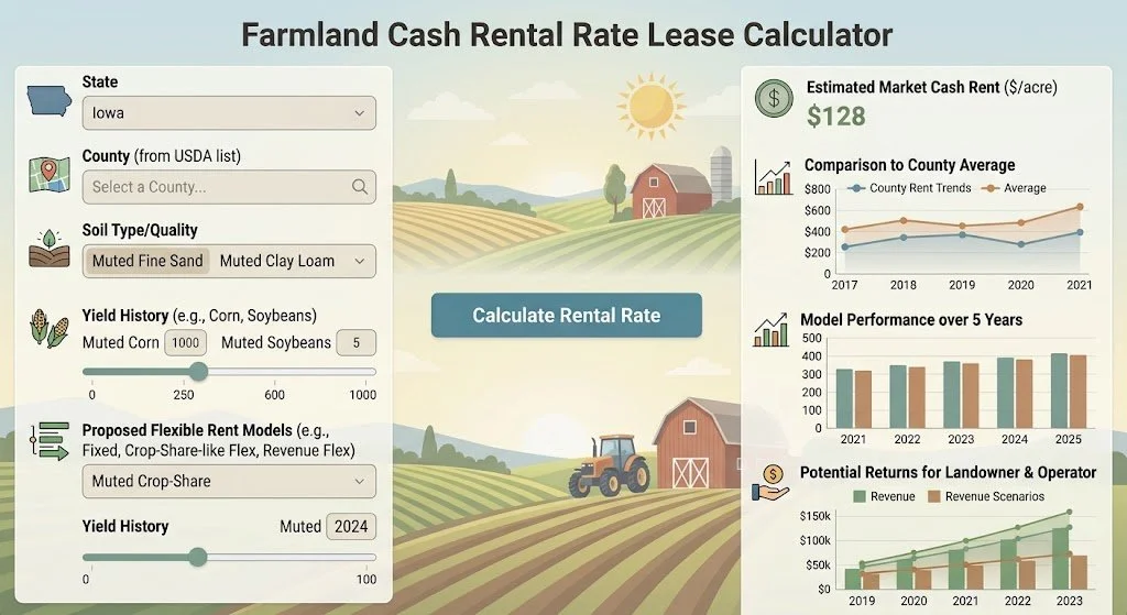 Farmland Cash Rental Rate Lease calculator