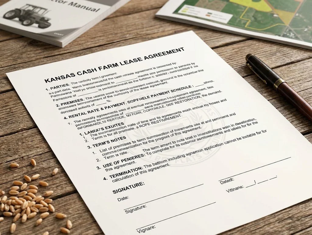 Kansas cash farm lease agreement document