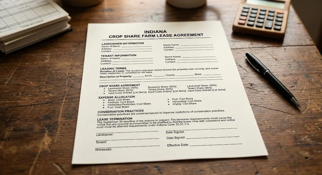 Indiana Crop Share Rent Lease Agreement
