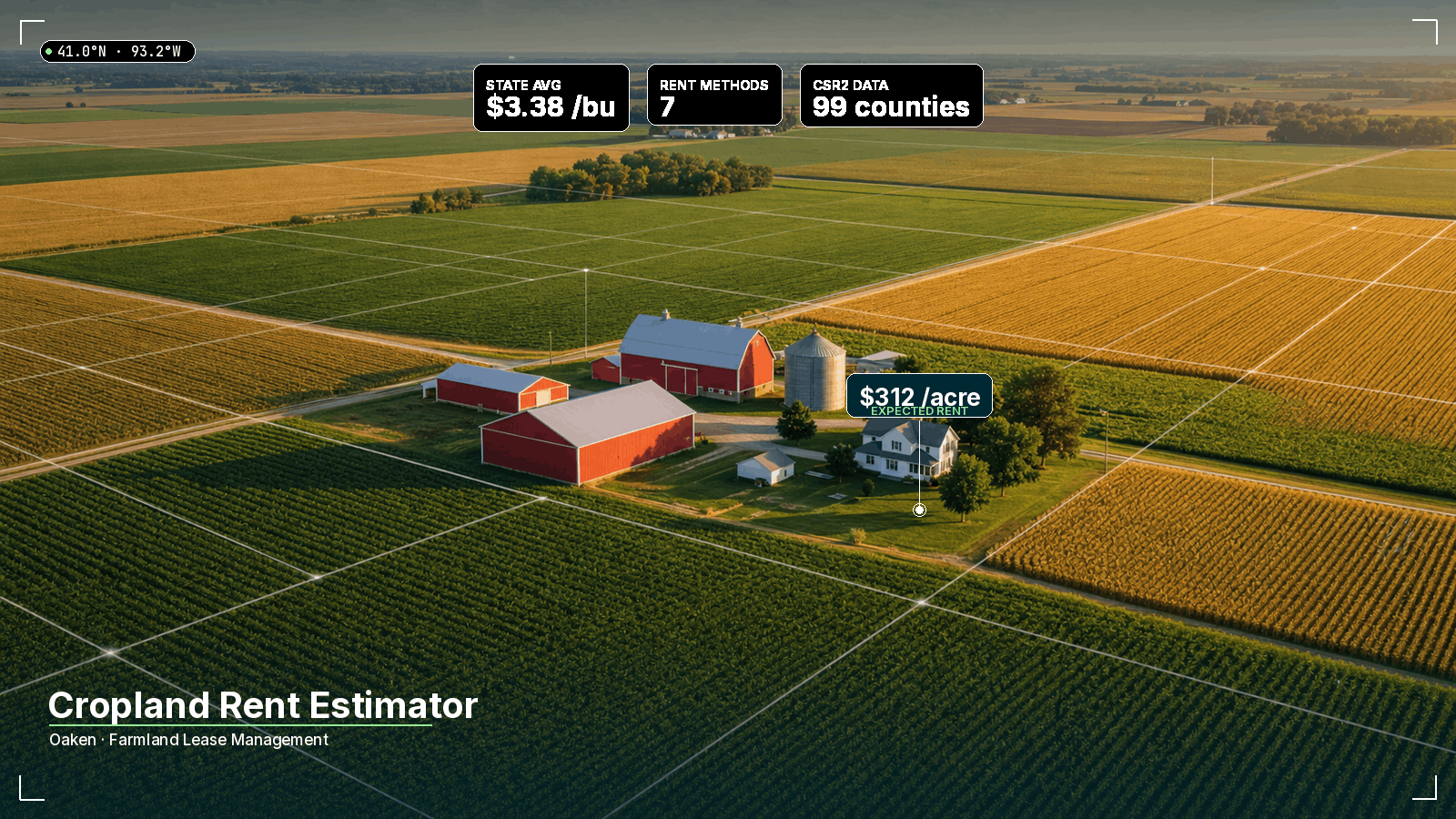 Ohio Farmland Cash Rental Rate Lease calculator